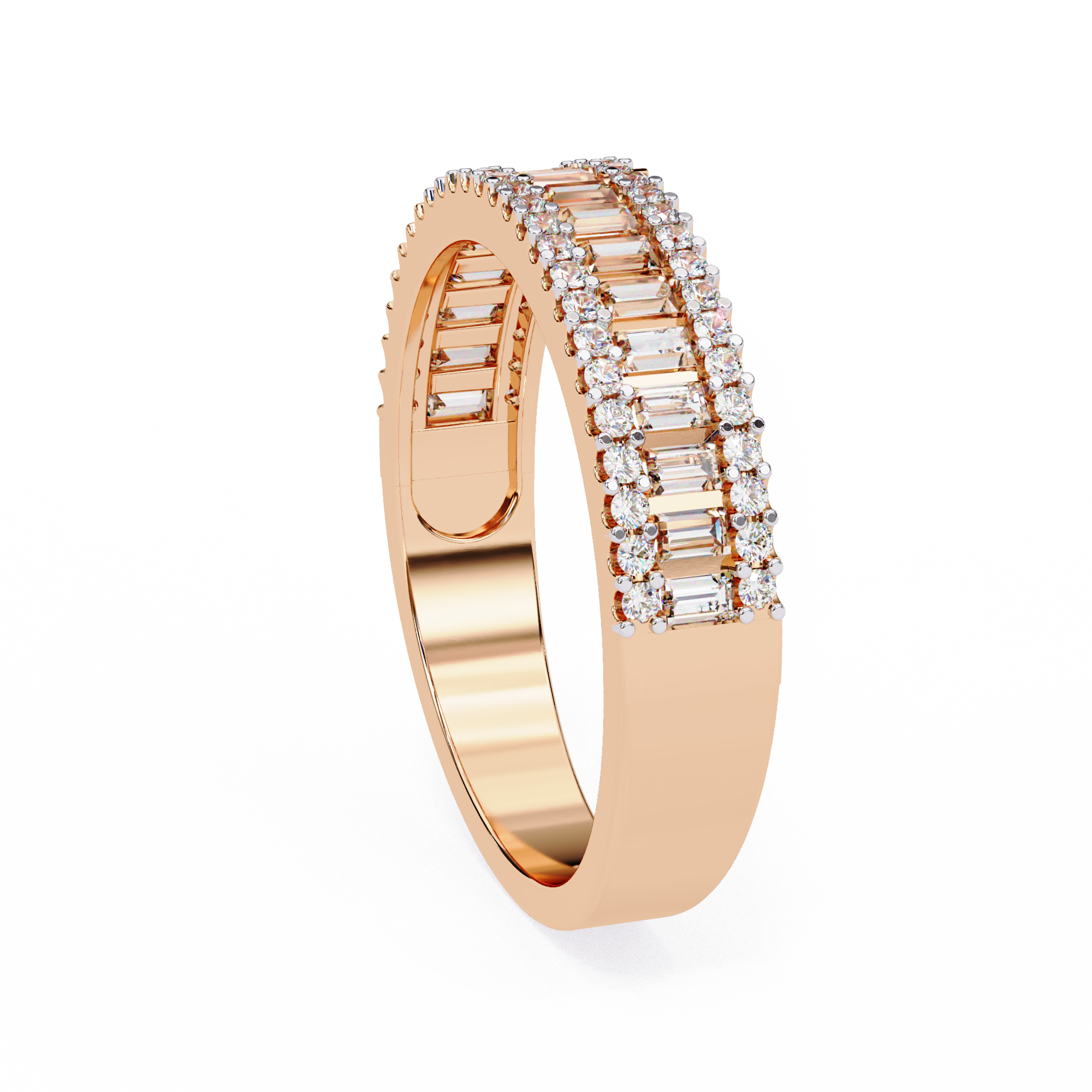 WOKE™ 1.09 carat round and baguette cut Lab grown diamond half band in 14k gold