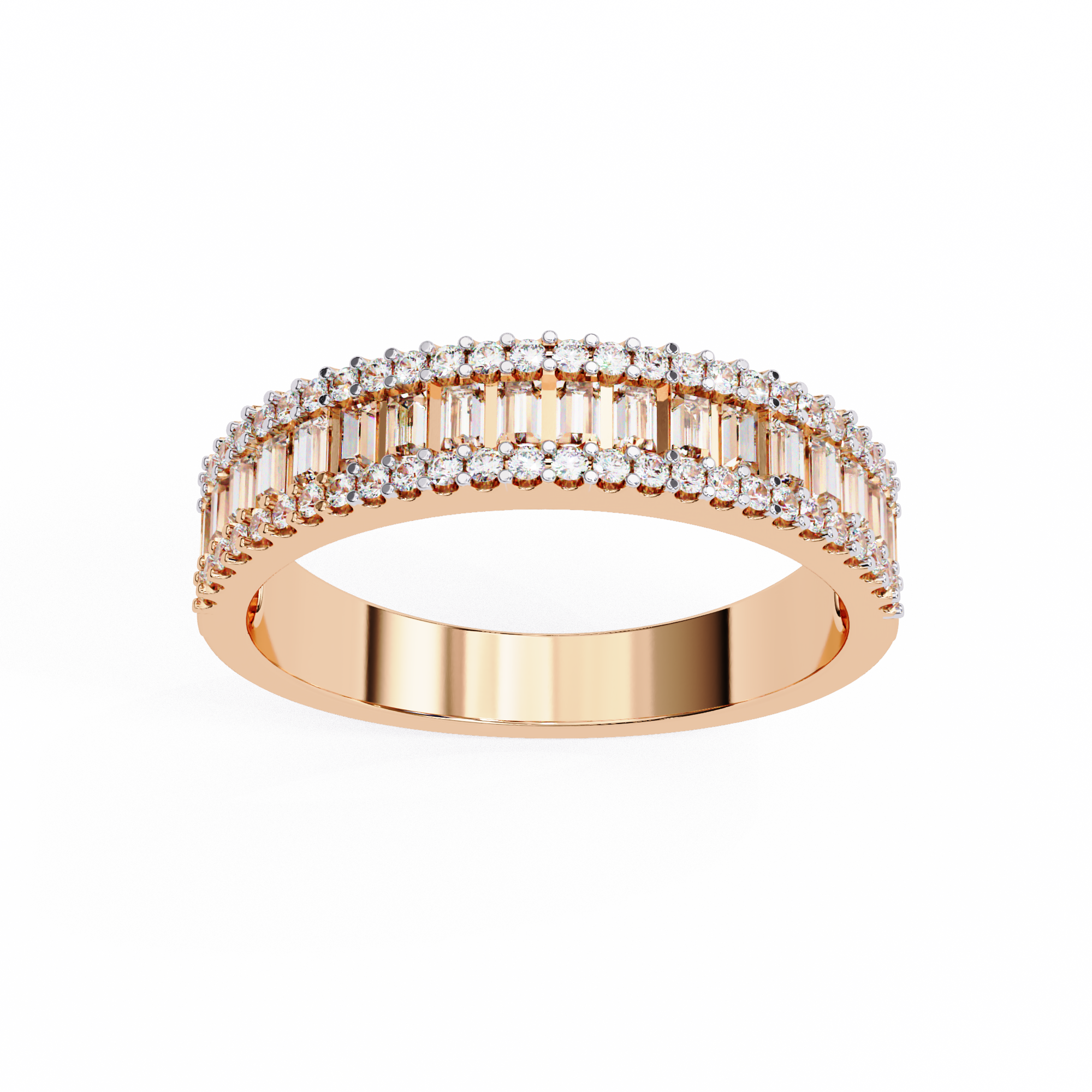 WOKE™ 1.09 carat round and baguette cut Lab grown diamond half band in 14k gold