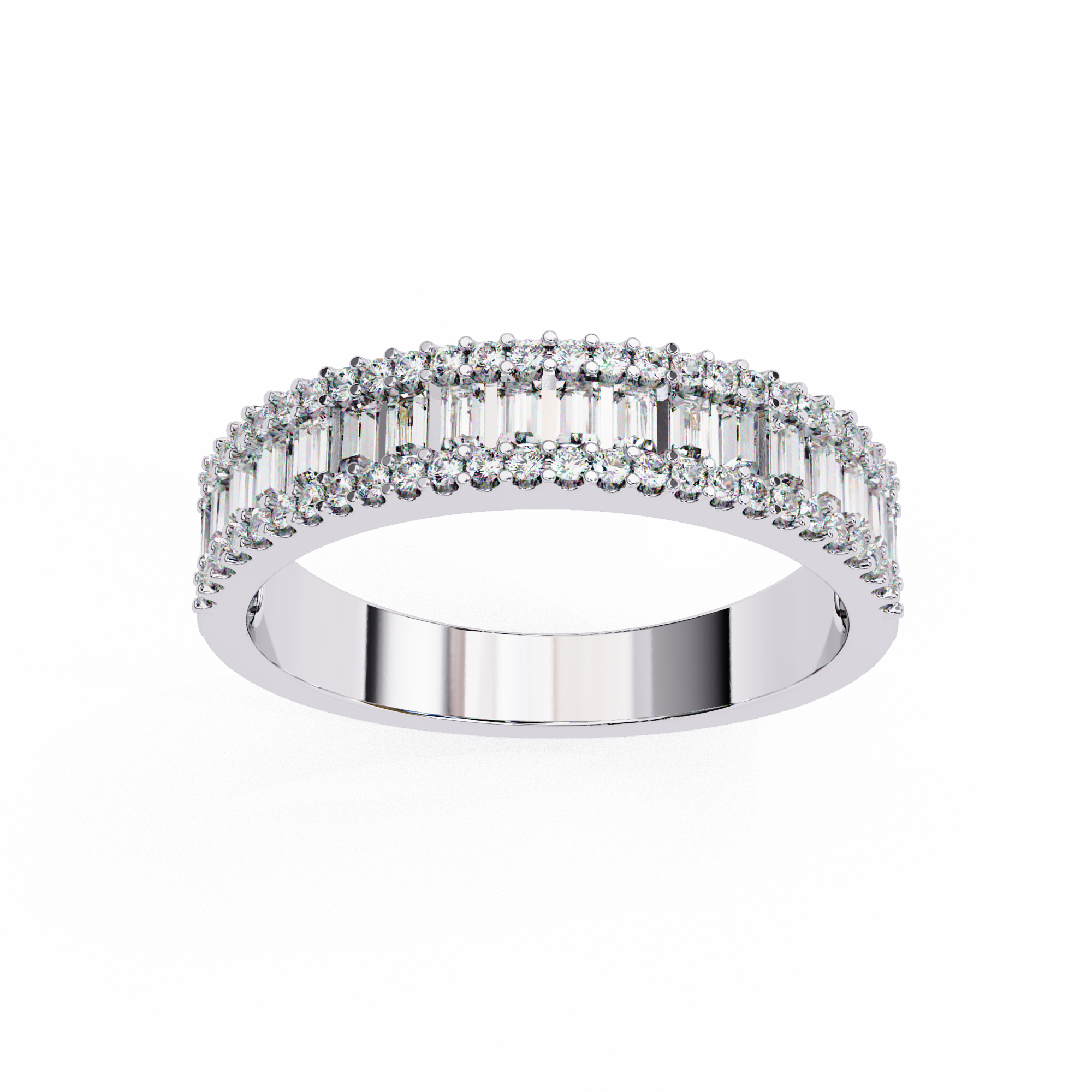 WOKE™ 1.09 carat round and baguette cut Lab grown diamond half band in 14k gold