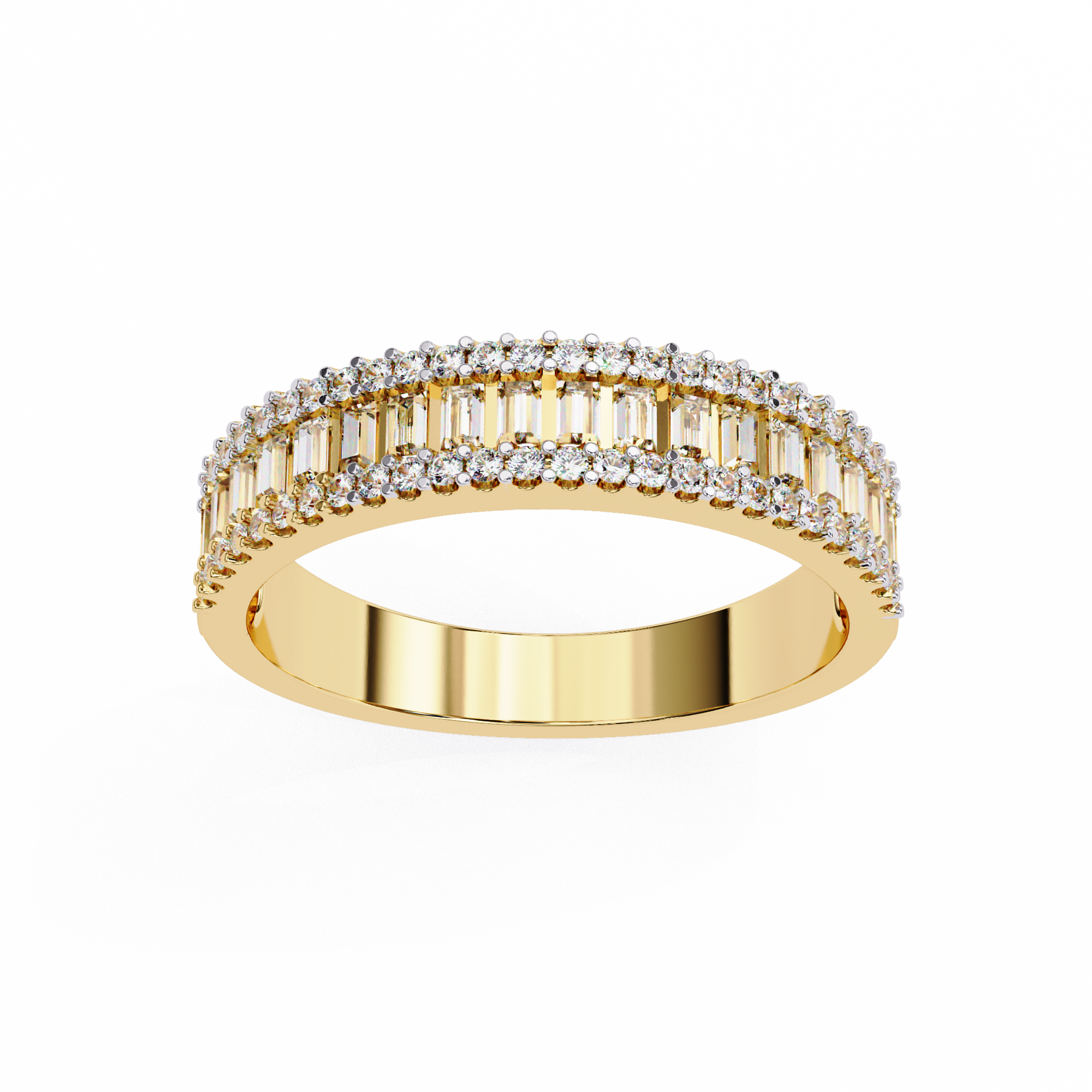 WOKE™ 1.09 carat round and baguette cut Lab grown diamond half band in 14k gold