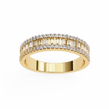 WOKE™ 1.09 carat round and baguette cut Lab grown diamond half band in 14k gold