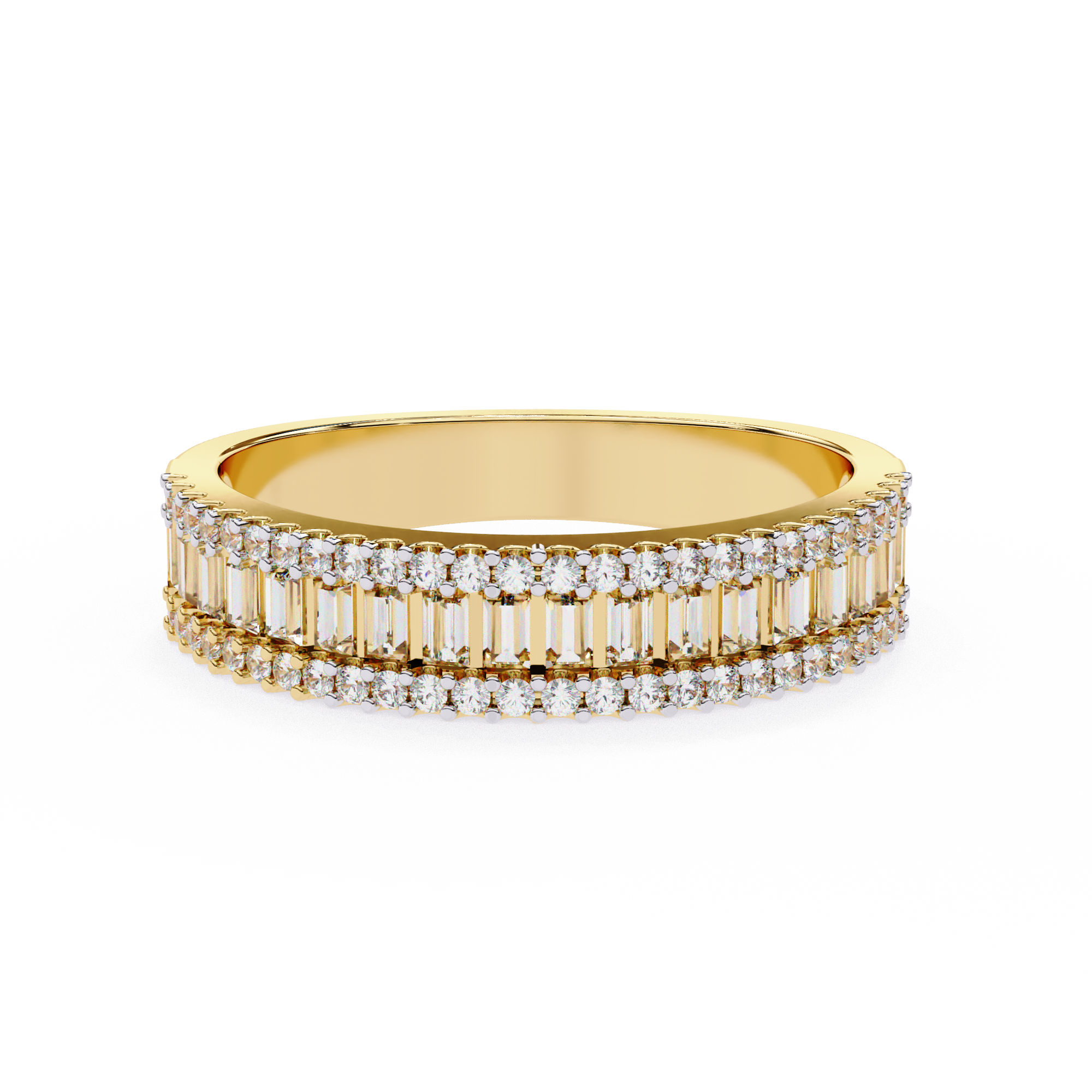 WOKE™ 1.09 carat round and baguette cut Lab grown diamond half band in 14k gold