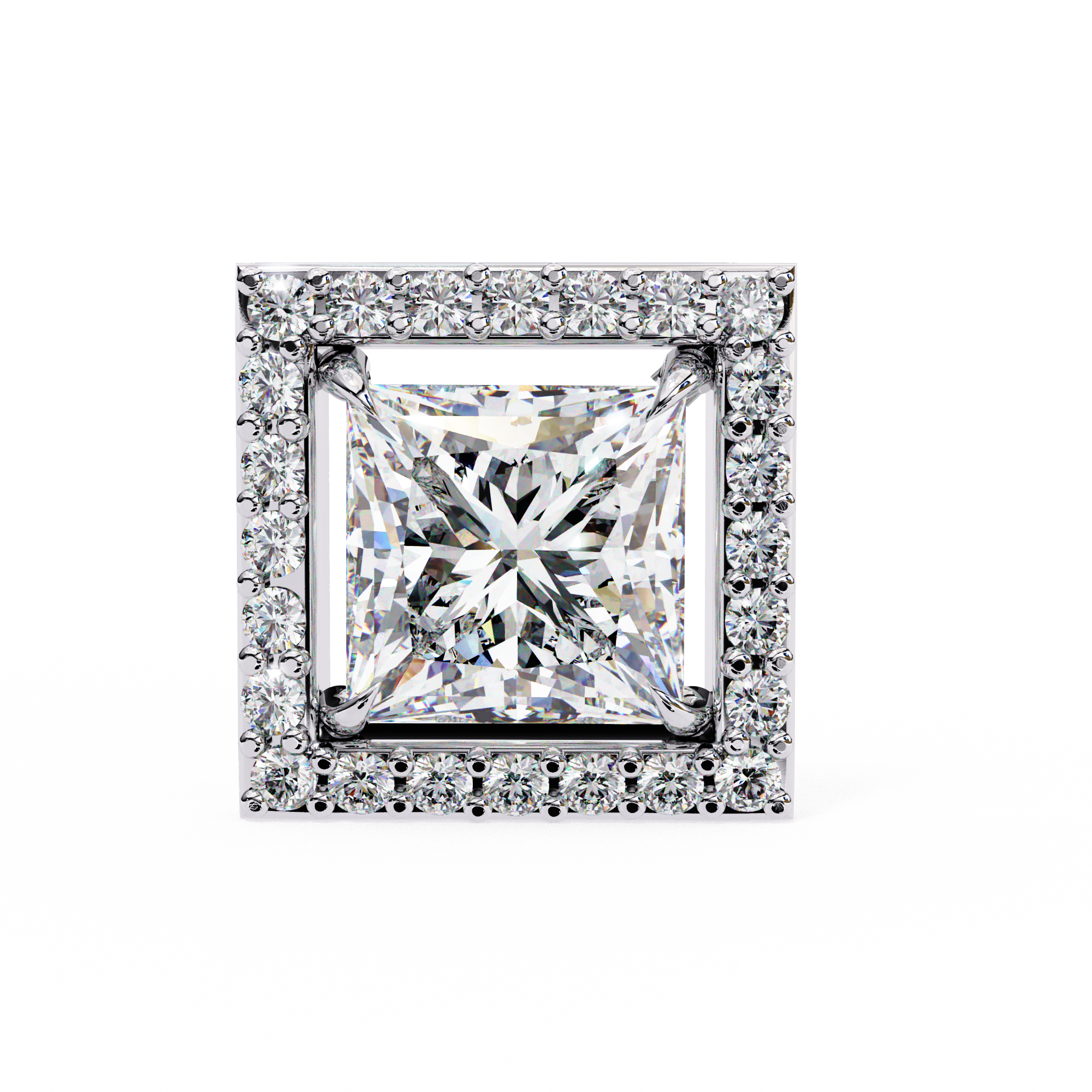 WOKE ™ VVS-F Lab Grown Princess cut Diamond Halo Studs in 14/18k Gold