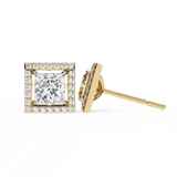 WOKE ™ VVS-F Lab Grown Princess cut Moissanite Halo Studs in 14/18k Gold (Copy)