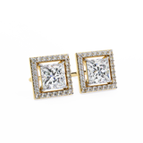 WOKE ™ VVS-F Lab Grown Princess cut Moissanite Halo Studs in 14/18k Gold (Copy)
