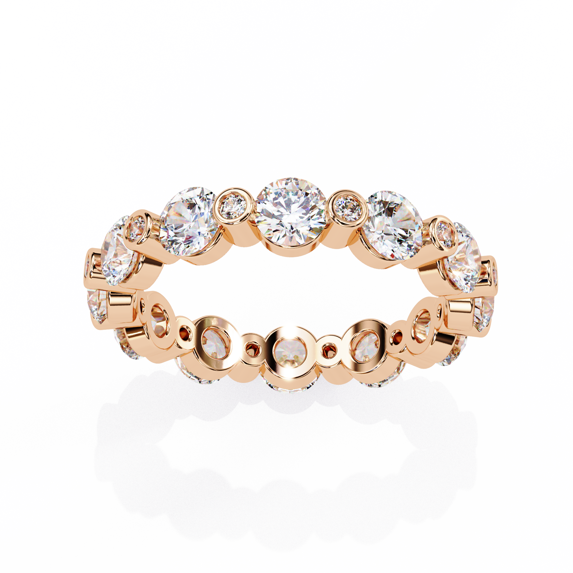 WOKE™ 1.29 carat round and baguette cut Lab grown diamond half band in 14k gold