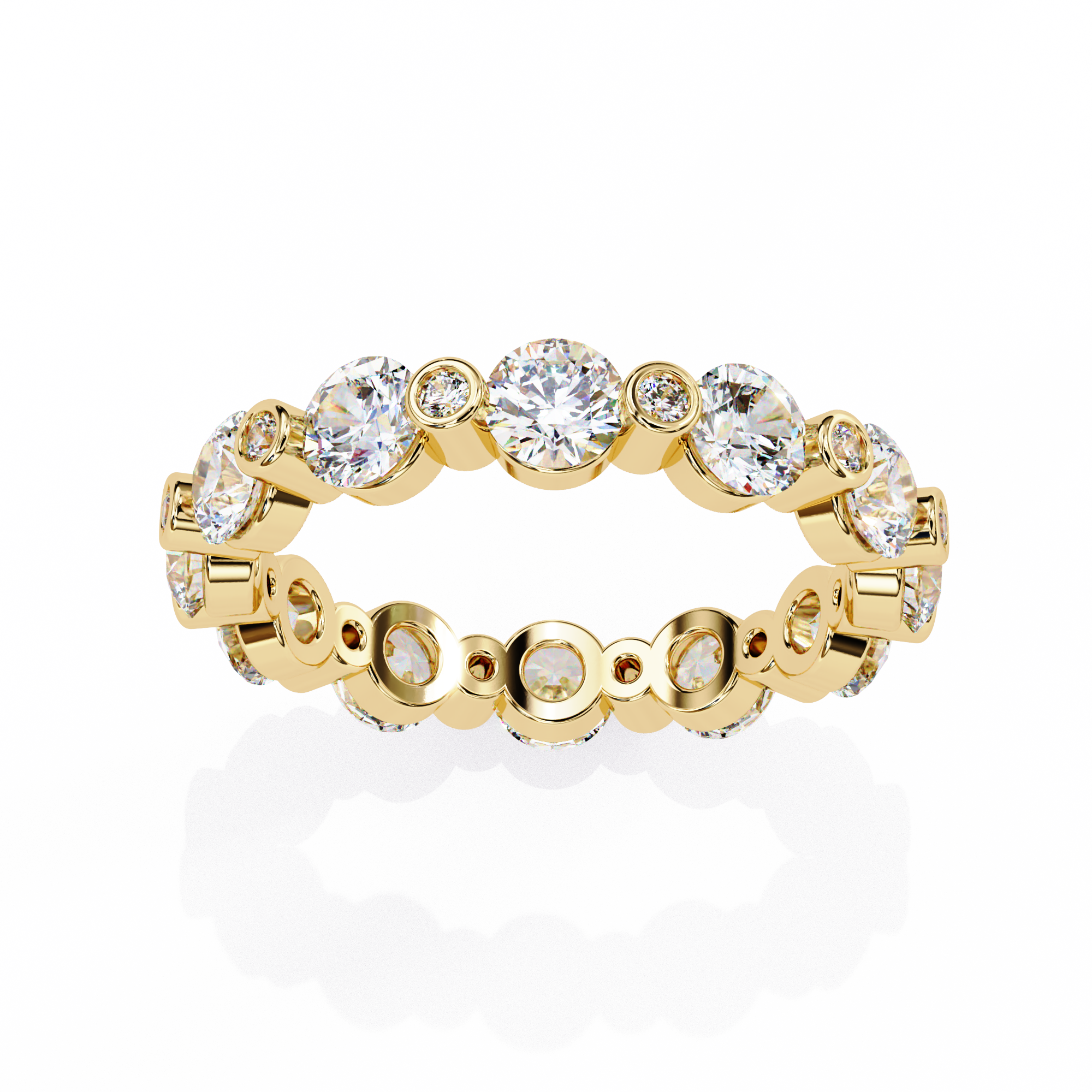 WOKE™ 1.29 carat round and baguette cut Lab grown diamond half band in 14k gold