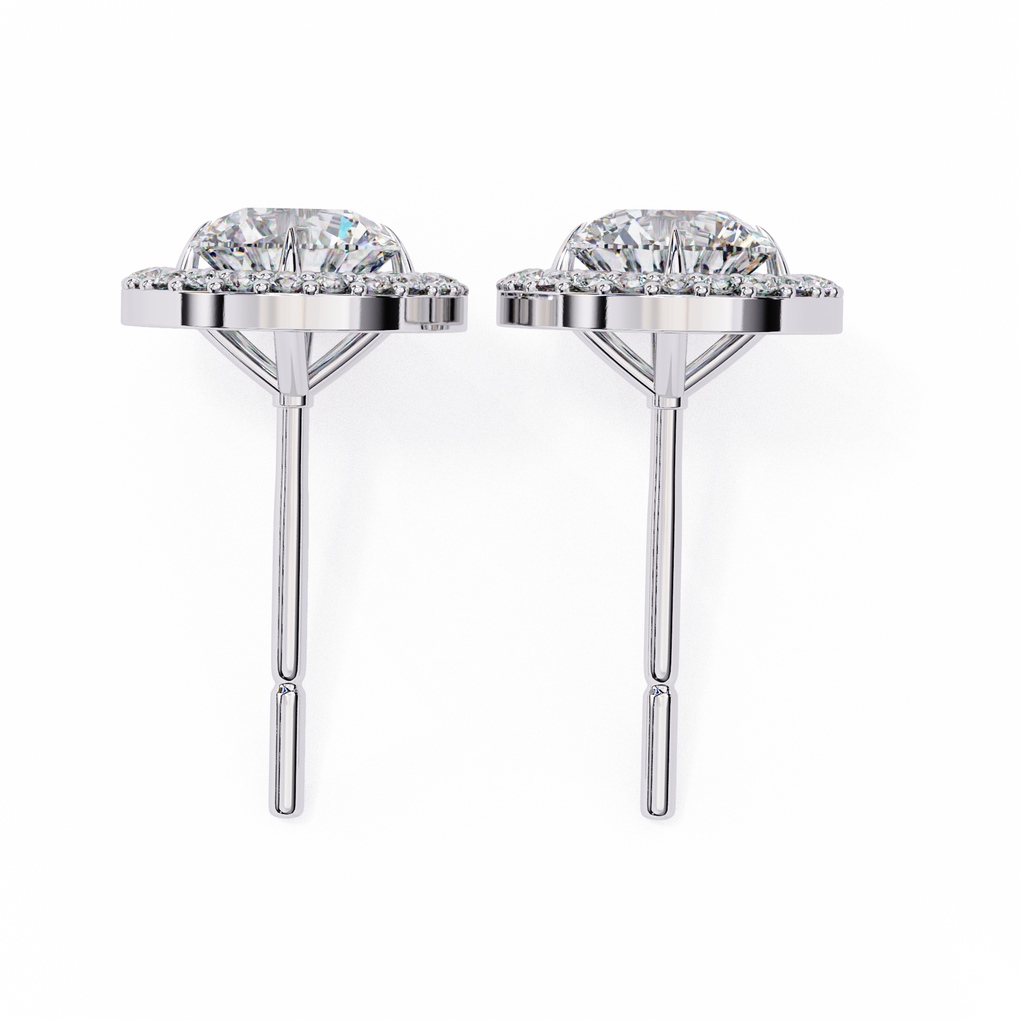 WOKE ™ 2.44 CT VVS-F Lab Grown Oval cut Diamond Halo Studs in 14/18k Gold