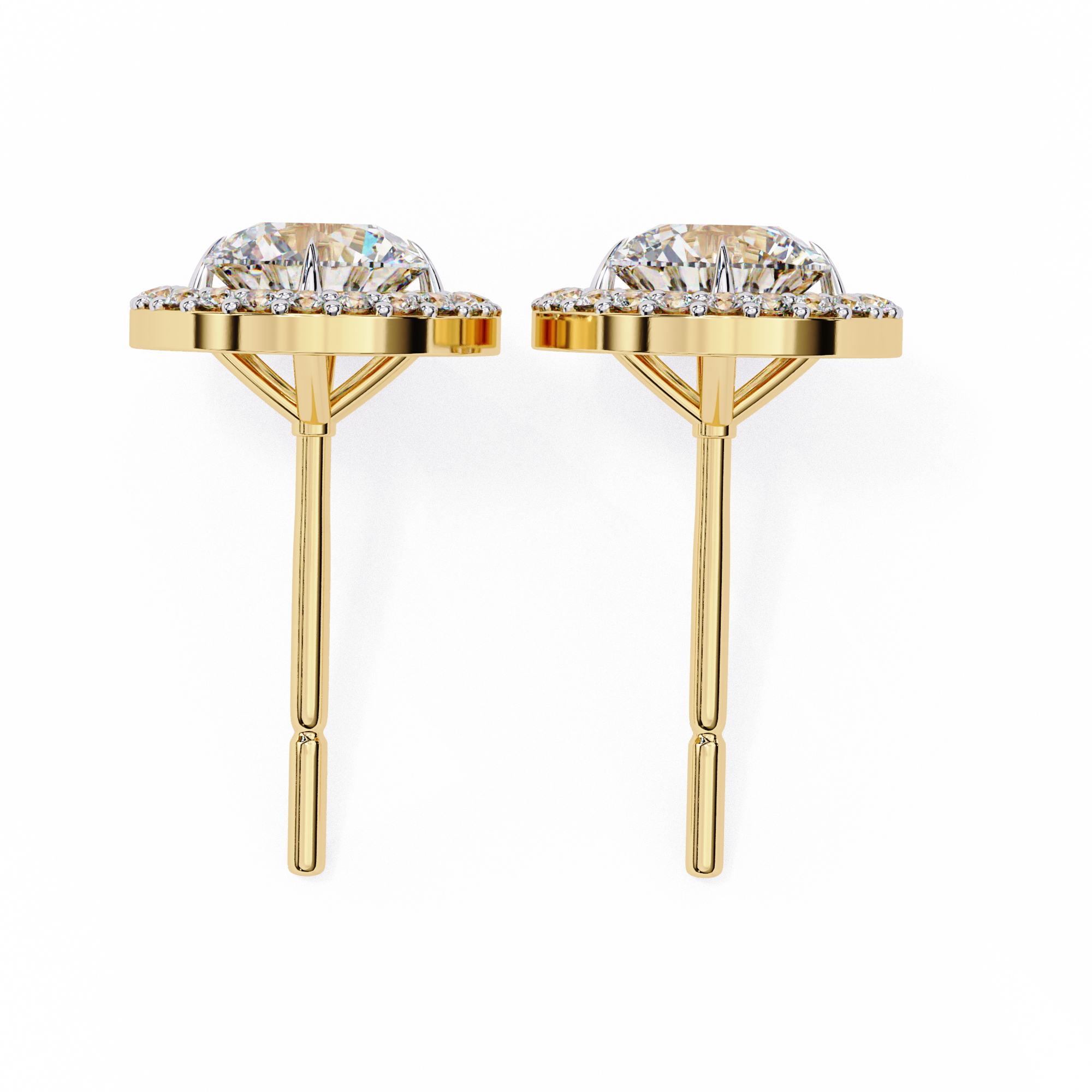 WOKE ™ 2.44 CT VVS-F Lab Grown Oval cut Diamond Halo Studs in 14/18k Gold