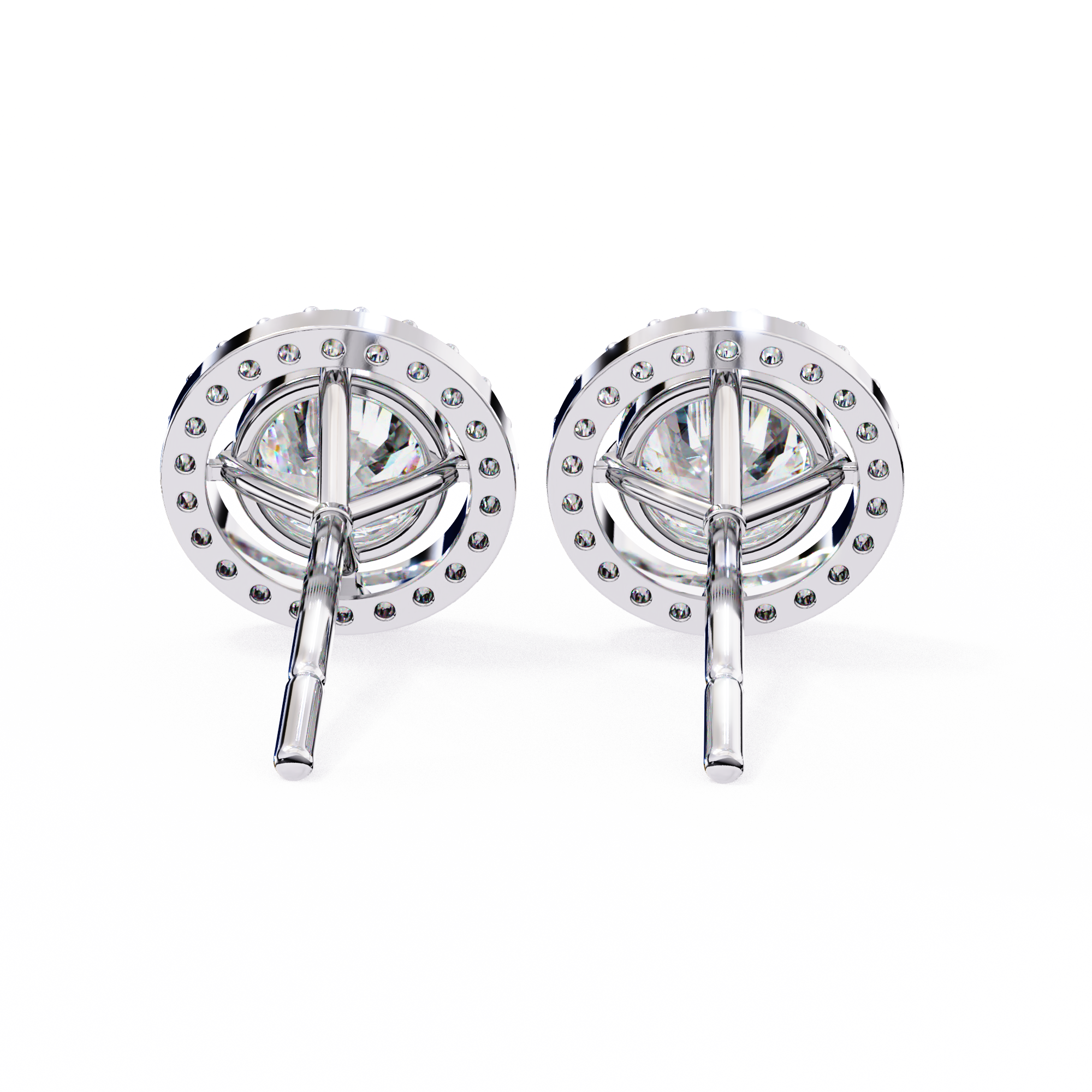 WOKE ™ VVS-F Lab Grown Round cut Diamond Halo Studs in 14/18k Gold