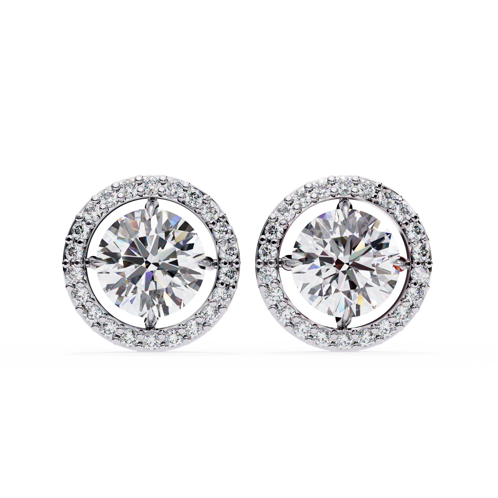 WOKE ™ VVS-F Lab Grown Round cut Diamond Halo Studs in 14/18k Gold