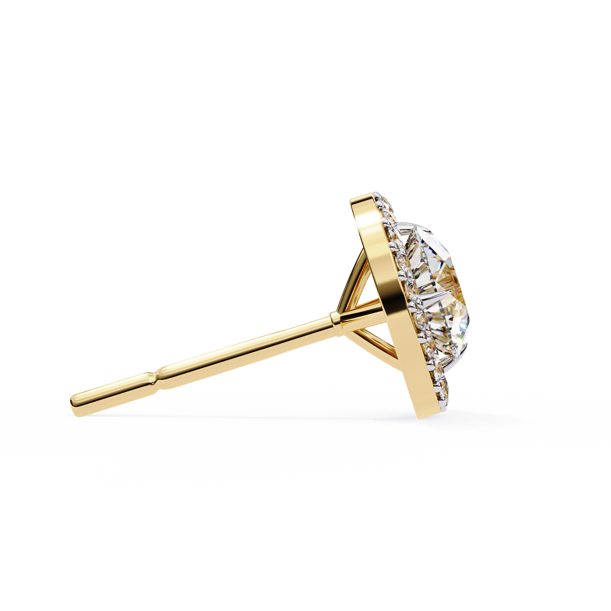 WOKE ™ VVS-F Lab Grown Round cut Diamond Halo Studs in 14/18k Gold