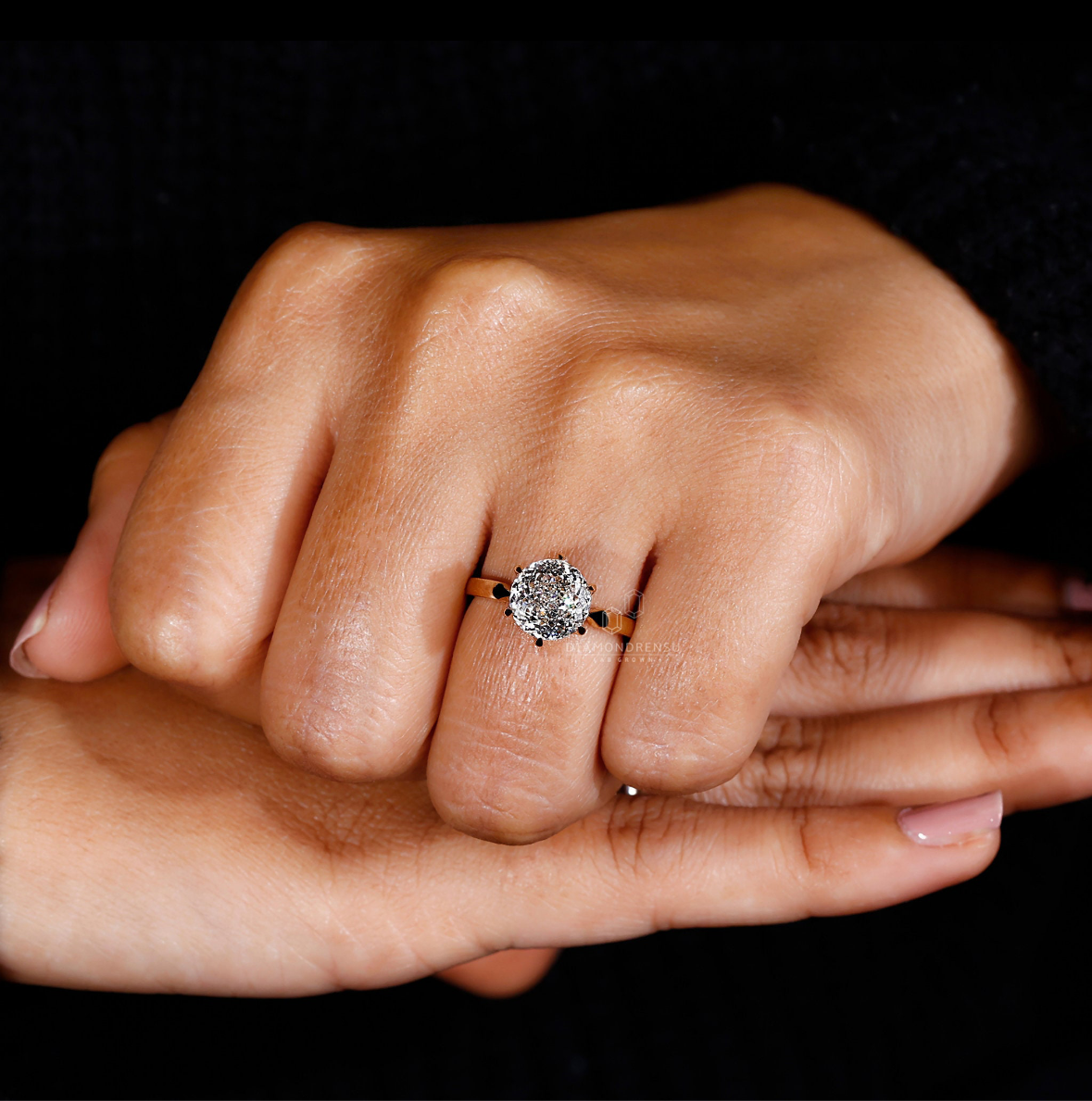 PORTUGESE round cut ring | Moissanite ring in gold and  925 sterling silver| Certified moissanites