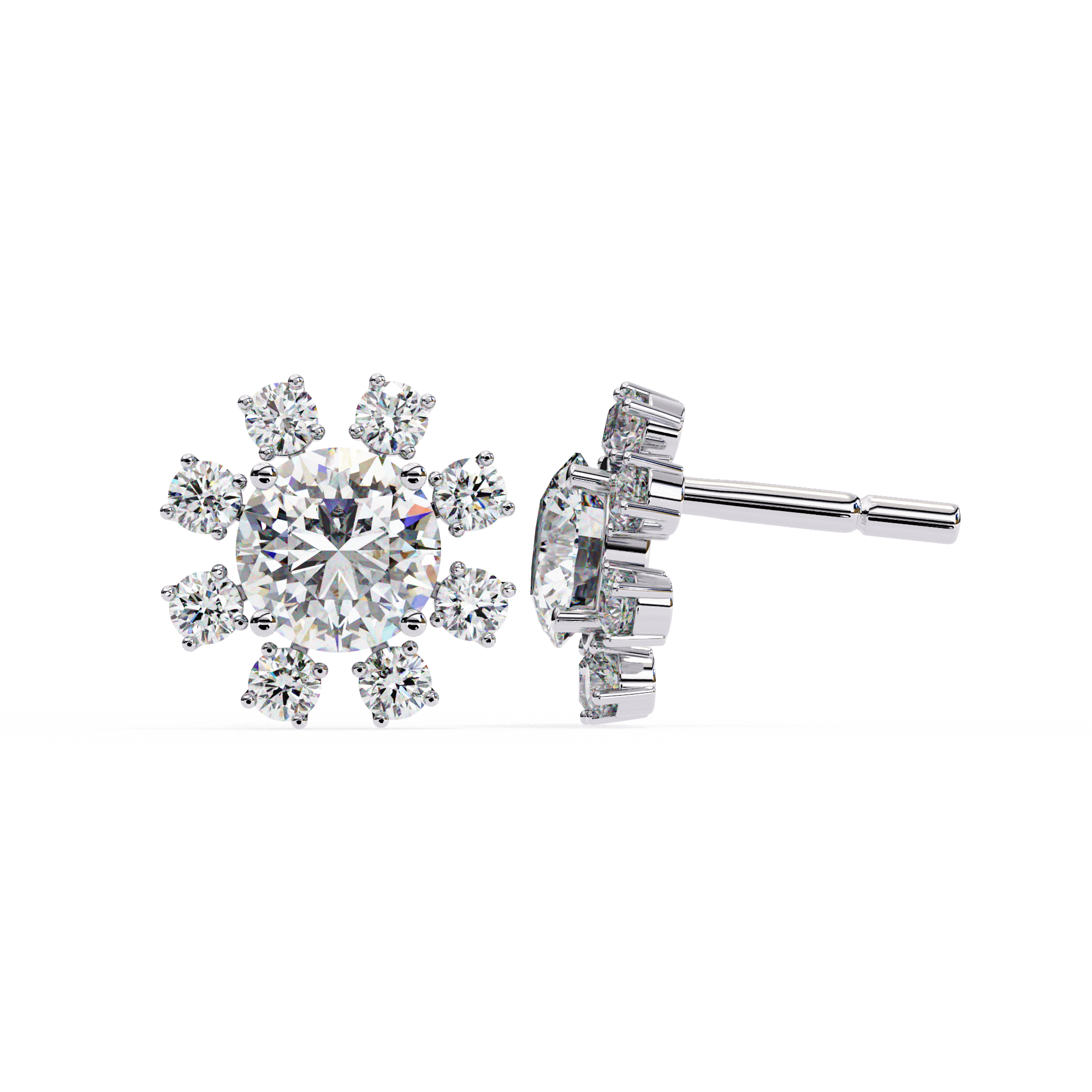 WOKE ™ VVS-F Lab Grown Round cut Diamond Star studded Studs in 14/18k Gold