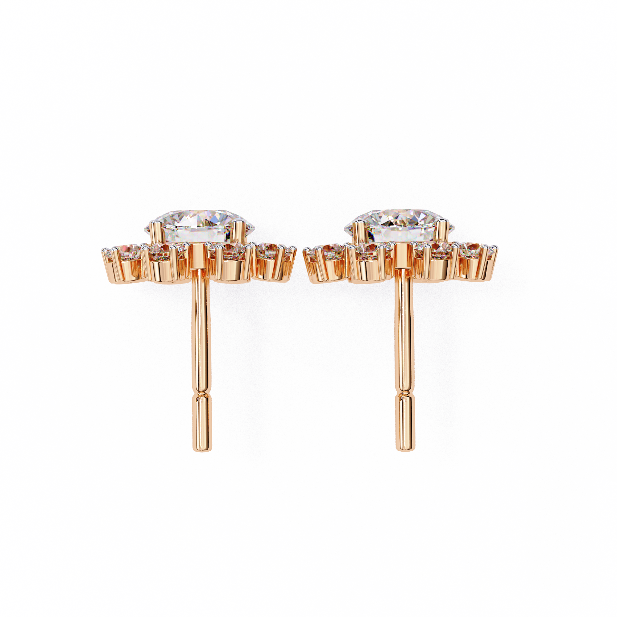 WOKE ™ VVS-F Lab Grown Round cut Diamond Star studded Studs in 14/18k Gold