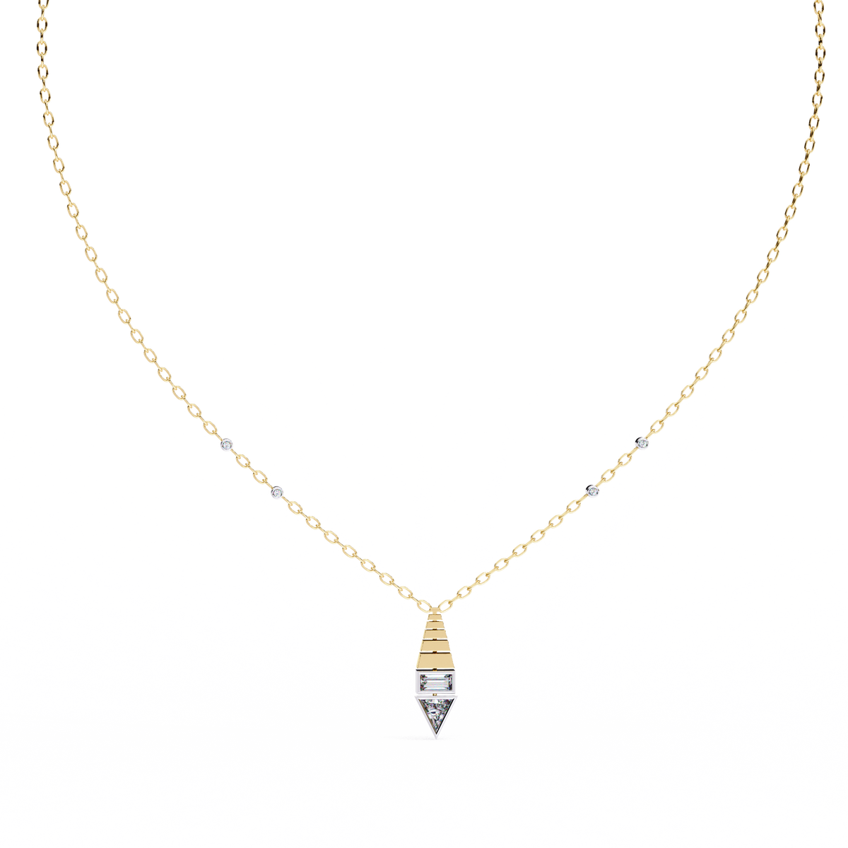 WOKE ™ VVS-F Lab Grown Diamond .75 Carat Emerald Triangle chain pendan ...