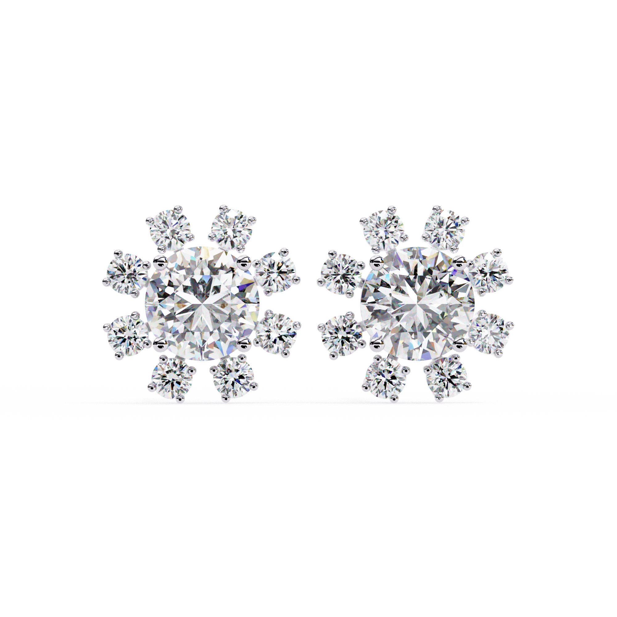 WOKE ™ VVS-F Lab Grown Round cut Diamond Star studded Studs in 14/18k Gold