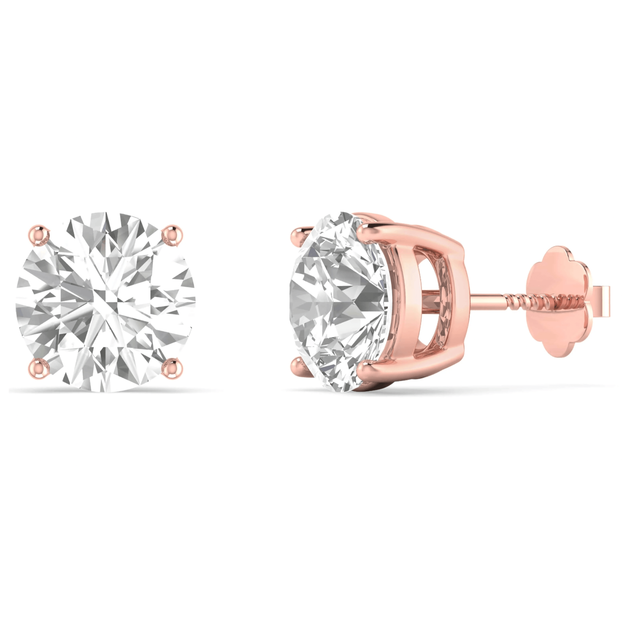 Solitaire Studs- In Rose Gold AAA diamonds