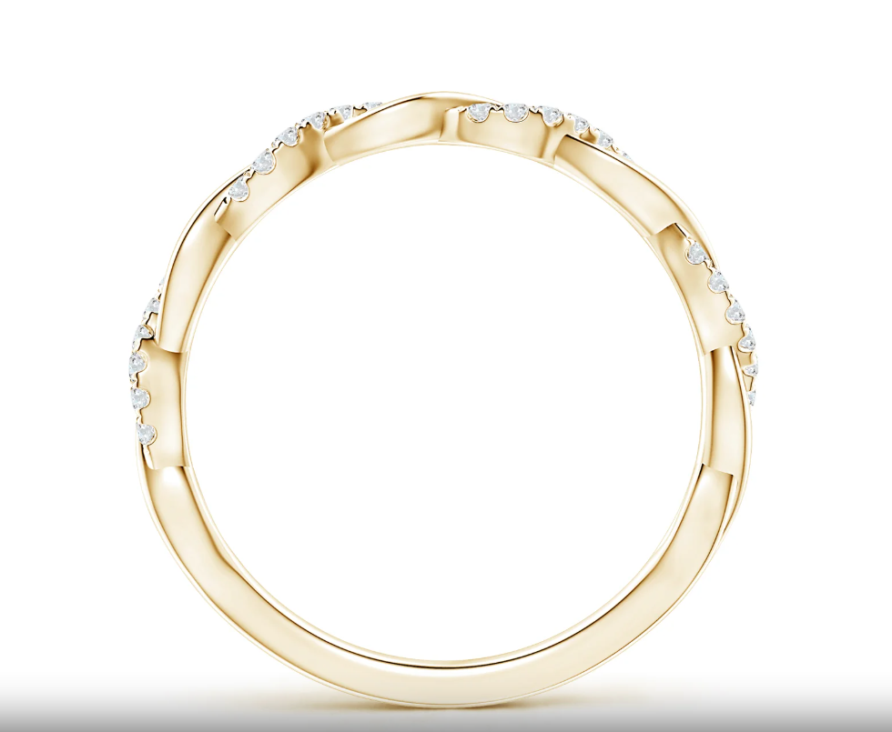 Lab-Grown Pave-Set Diamond Twist Ring For Her | WOKE