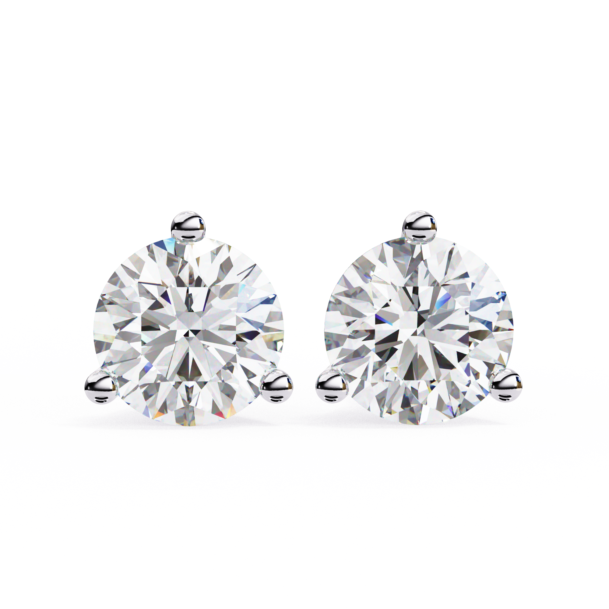 Round CUT Martini Prongs Moissanite Studs in 9K Gold/925 Silver for HIM | WOKE