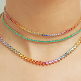 Rainbow sapphire tennis necklace choker | WOKE