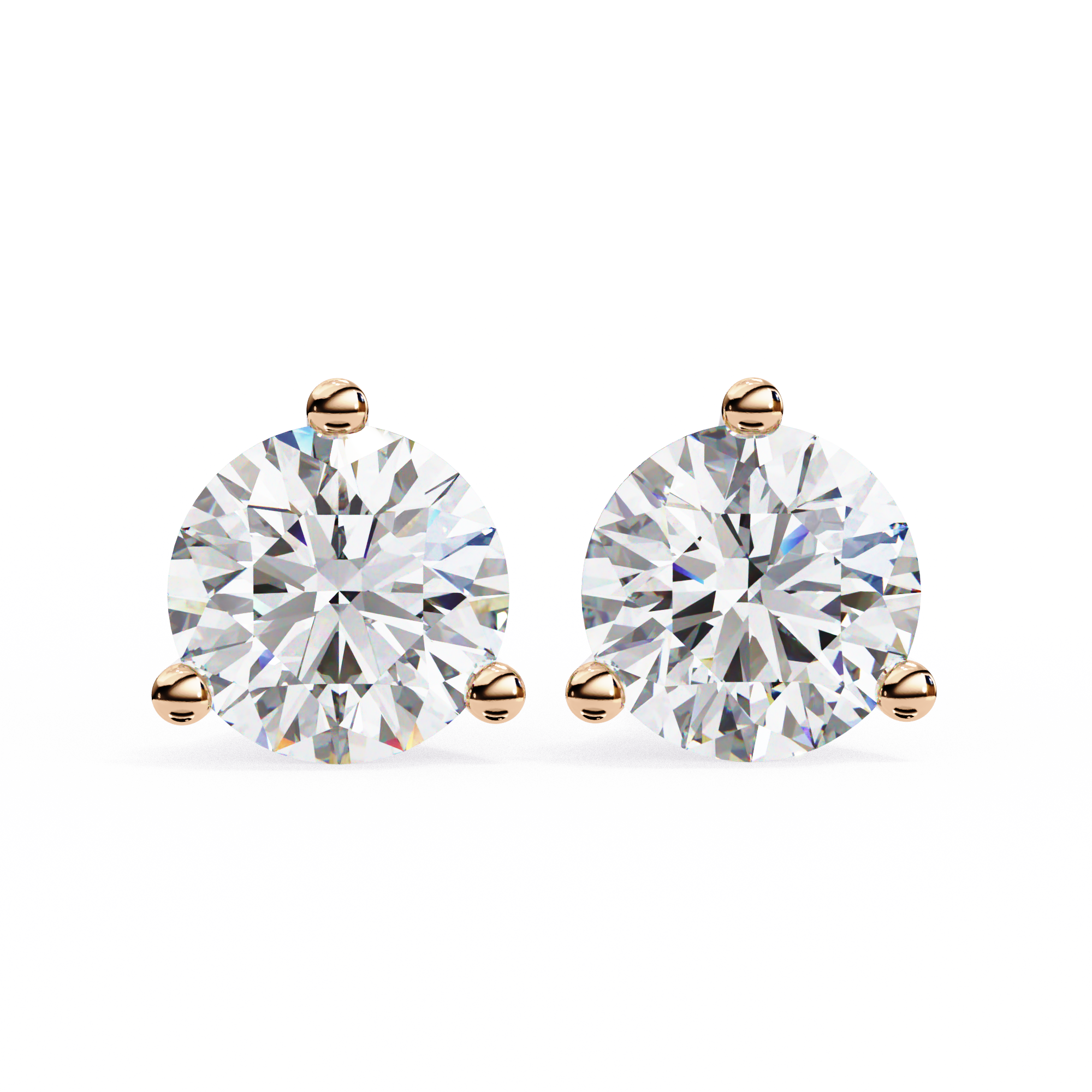 Round CUT Martini Prongs Moissanite Studs in 9K Gold/925 Silver for HIM | WOKE