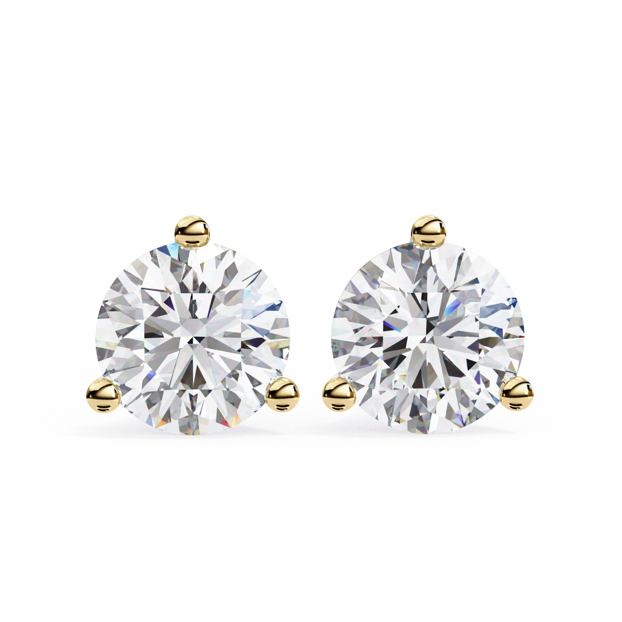 Round CUT Martini Prongs Moissanite Studs in 9K Gold/925 Silver for HIM | WOKE