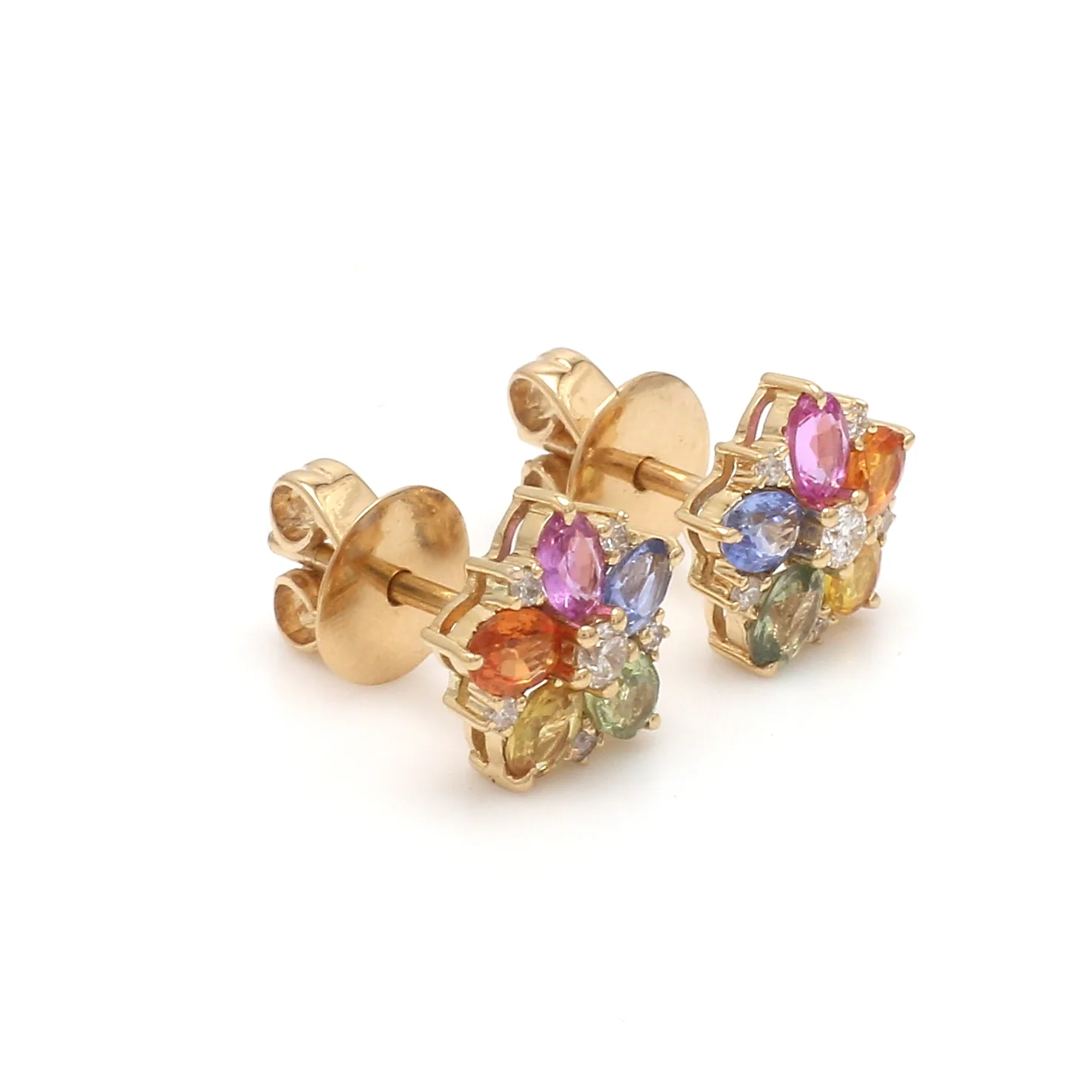 Rainbow Sapphire Pear Lab Grown Floral Studs | WOKE