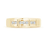 Lab-Grown-Step-Edged Channel-Set Diamond Men's Wedding Ring| WOKE
