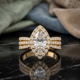 2.206 CT Marquise & Round Cut Lab Grown Diamond Ring in 9K Gold/14K Gold |WOKE