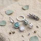 Green Sapphire Ear-rings in 9K Gold/925 Silver |WOKE