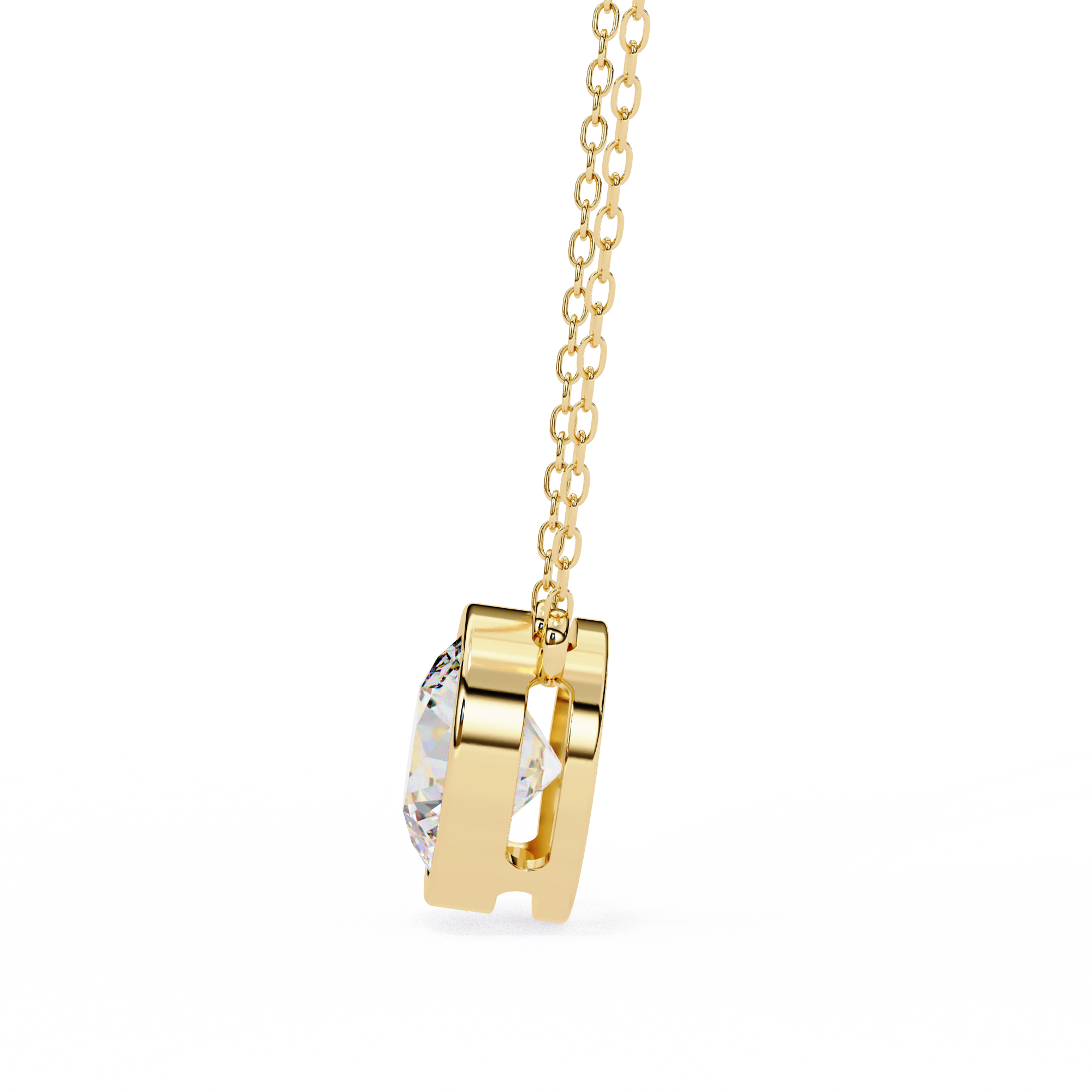 WOKE ™ VVS-F Lab Grown 0.50 Carat Round cut bezel Diamond pendant | No chain