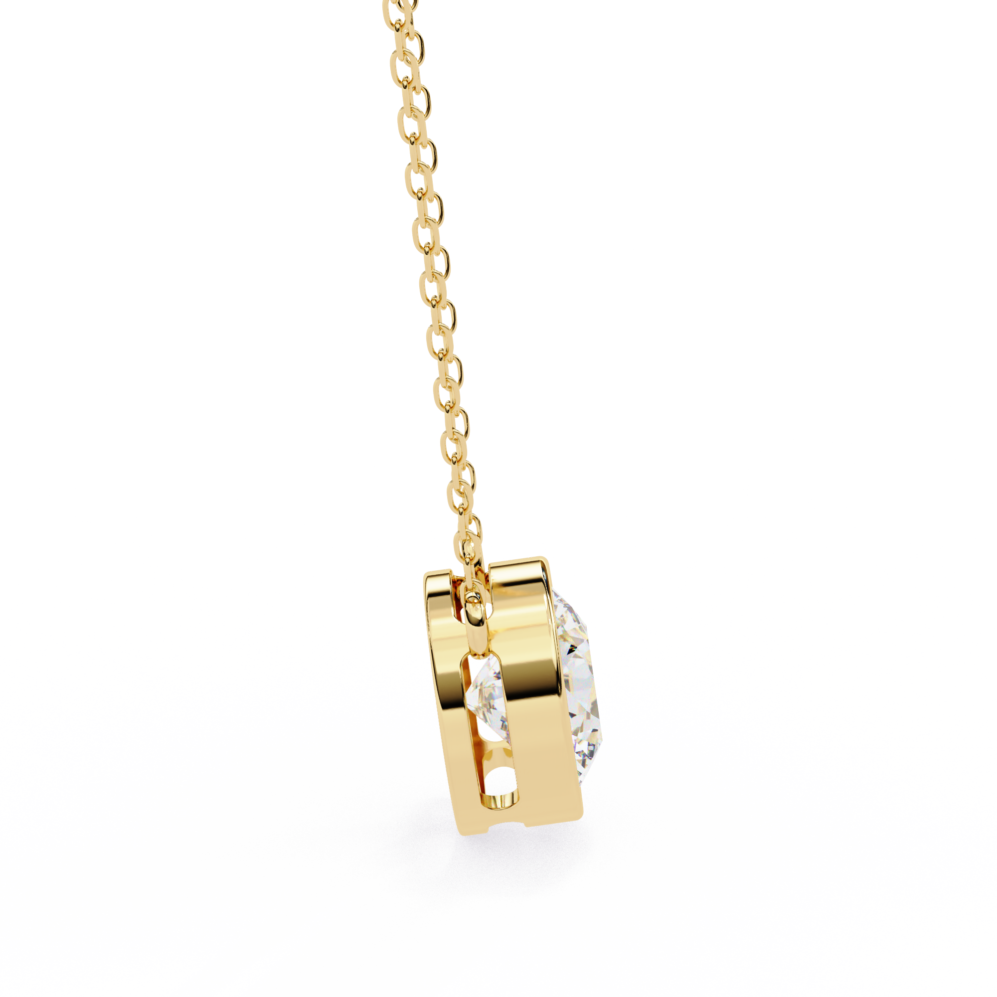 WOKE ™ VVS-F Lab Grown 0.50 Carat Round cut bezel Diamond pendant | No chain