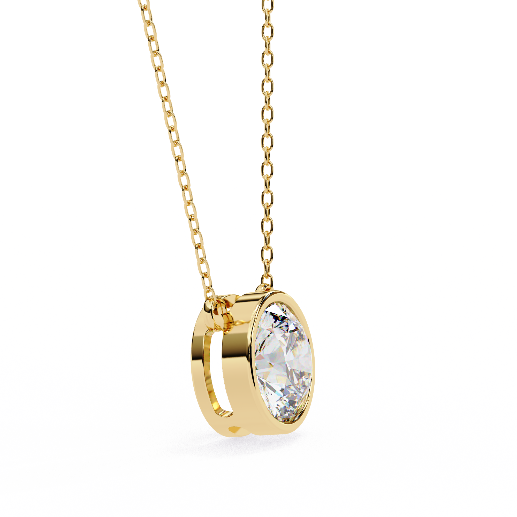 WOKE ™ VVS-F Lab Grown 0.50 Carat Round cut bezel Diamond pendant | No chain