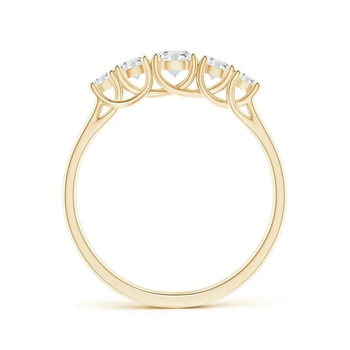 Lab-Grown Five Stone Trellis Set Diamond Wedding Ring| WOKE