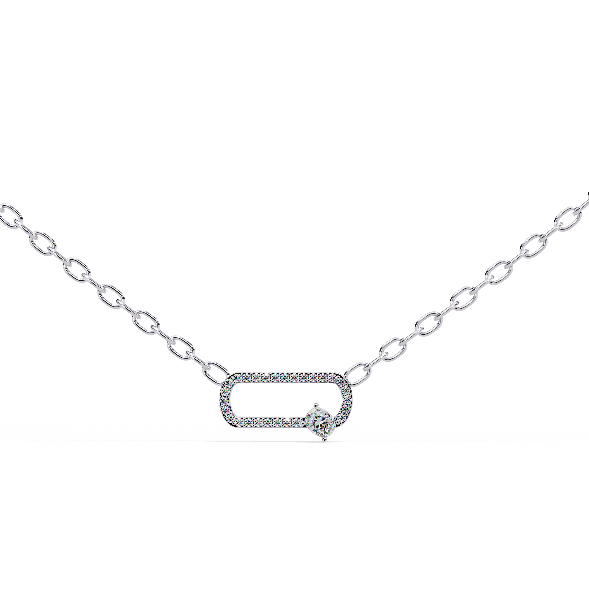 WOKE ™ VVS-F Lab Grown Diamond .45 Carat Oval cut Hexagonal chain pendant