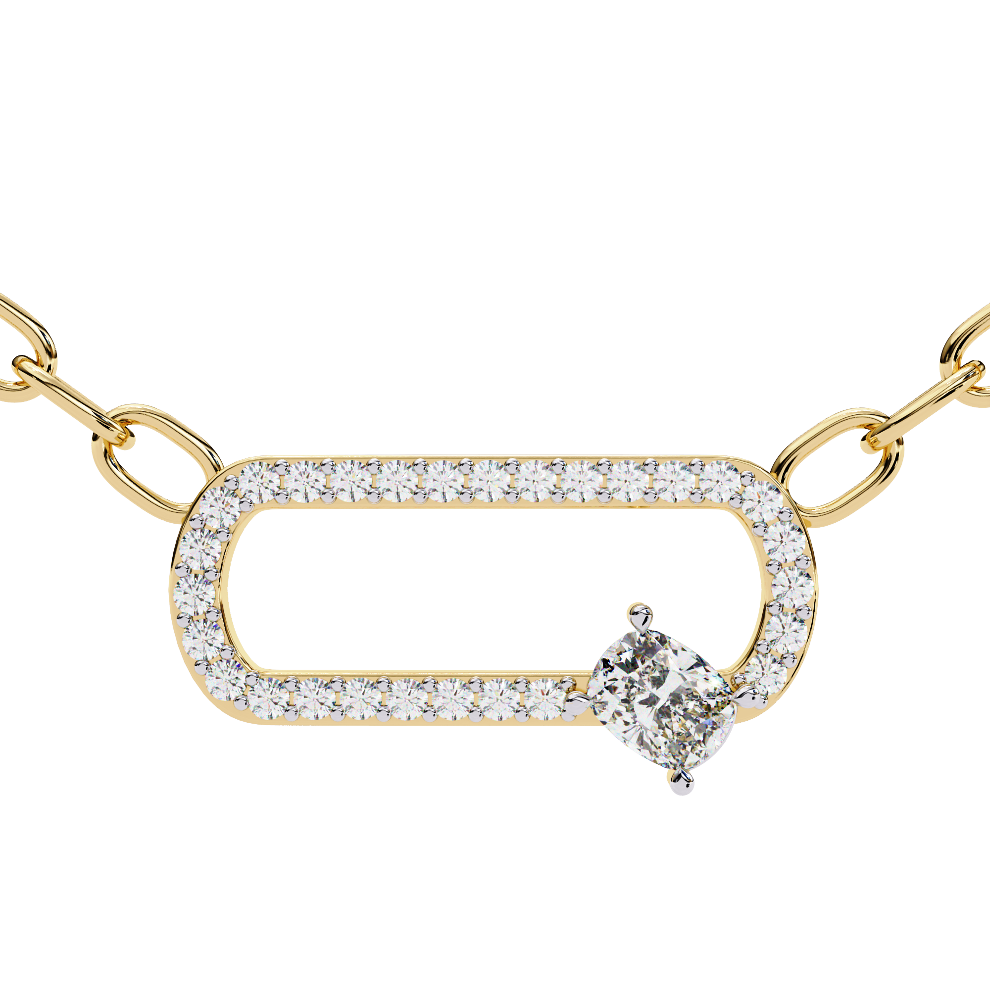 WOKE ™ VVS-F Lab Grown Diamond .45 Carat Oval cut Hexagonal chain pendant