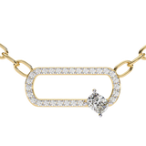 WOKE ™ VVS-F Lab Grown Diamond .45 Carat Oval cut Hexagonal chain pendant
