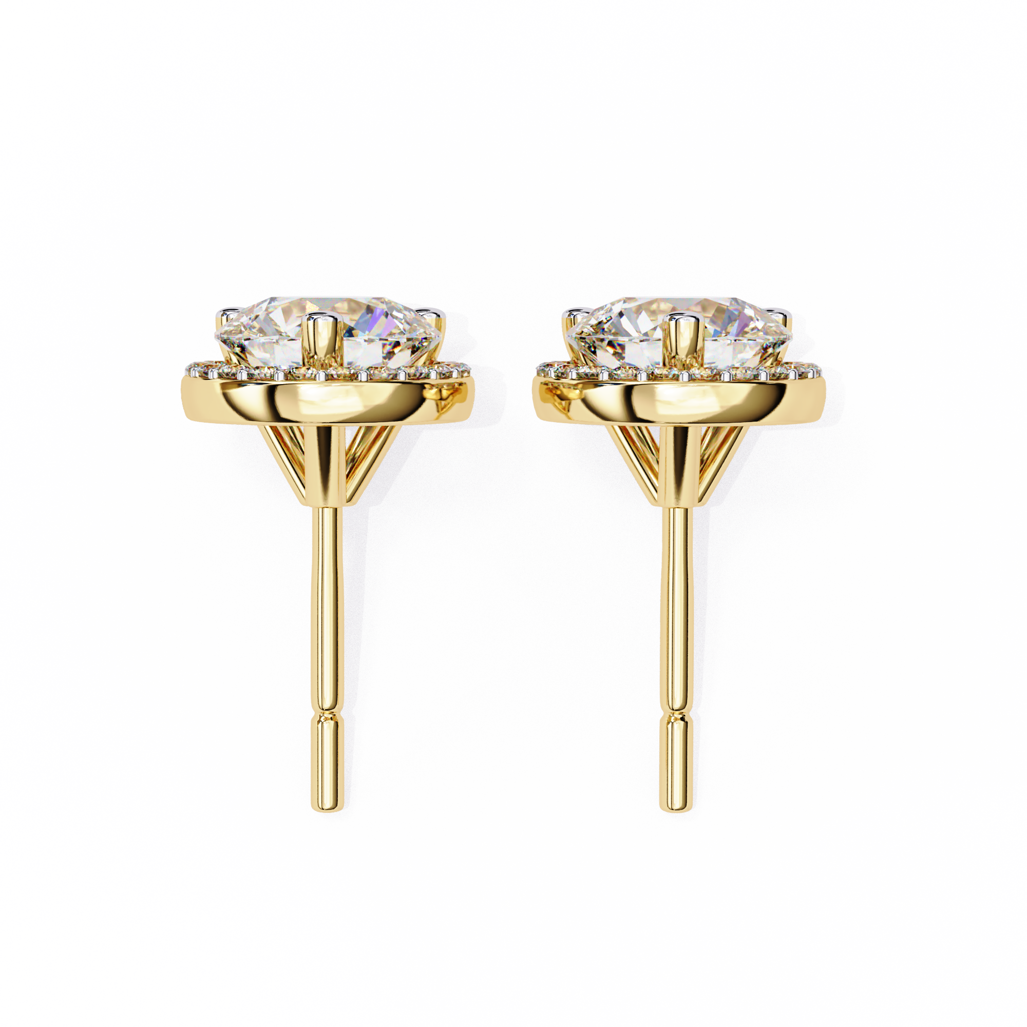 WOKE ™ 2.22 CT VVS-F Lab Grown Round cut Diamond Studs in 14/18k Gold