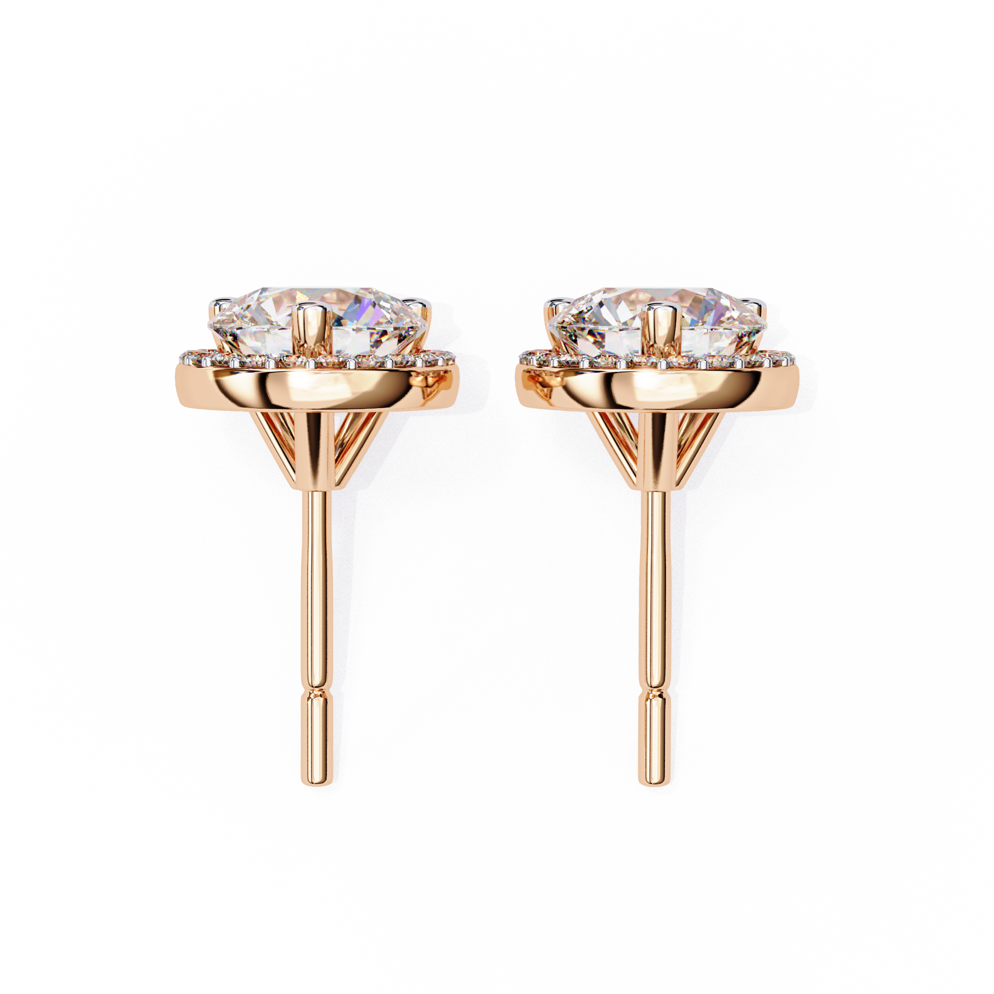 WOKE ™ 2.22 CT VVS-F Lab Grown Round cut Diamond Studs in 14/18k Gold