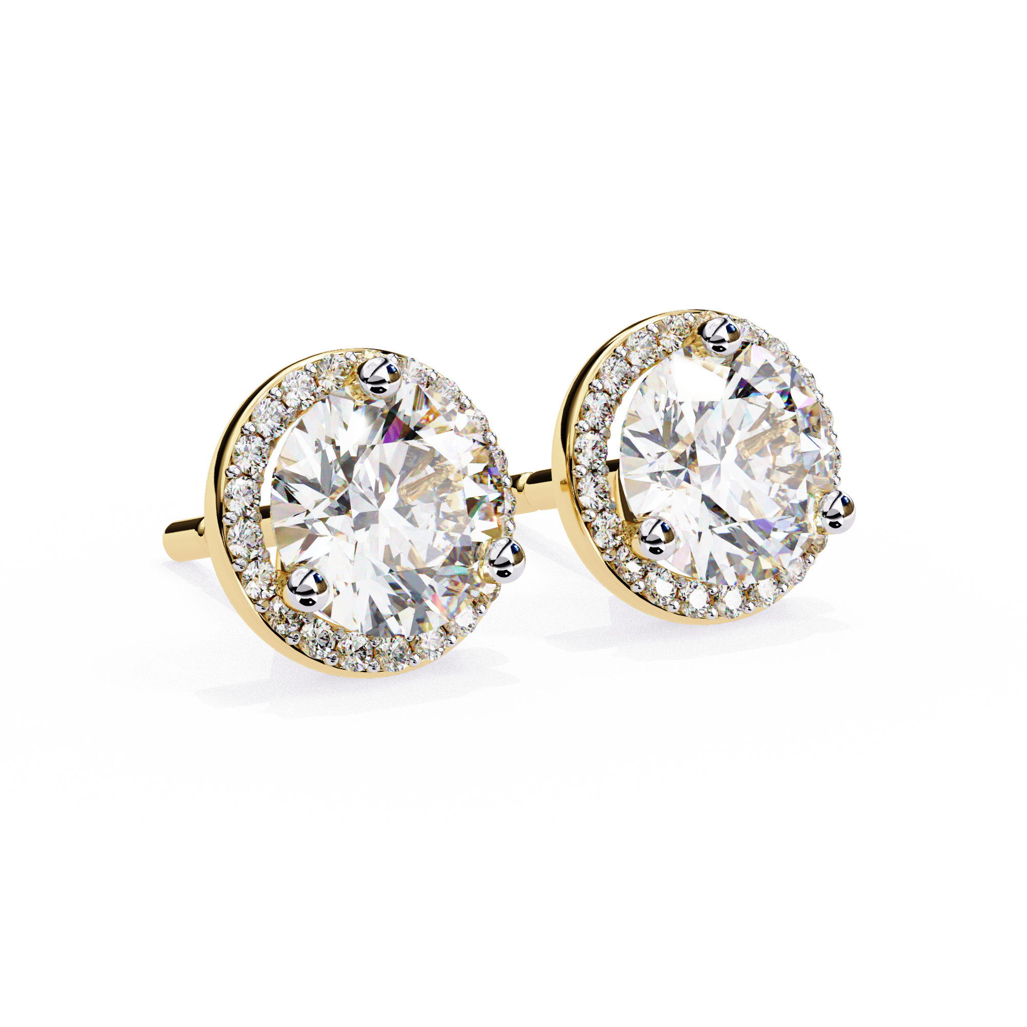 WOKE ™ 2.22 CT VVS-F Lab Grown Round cut Diamond Studs in 14/18k Gold