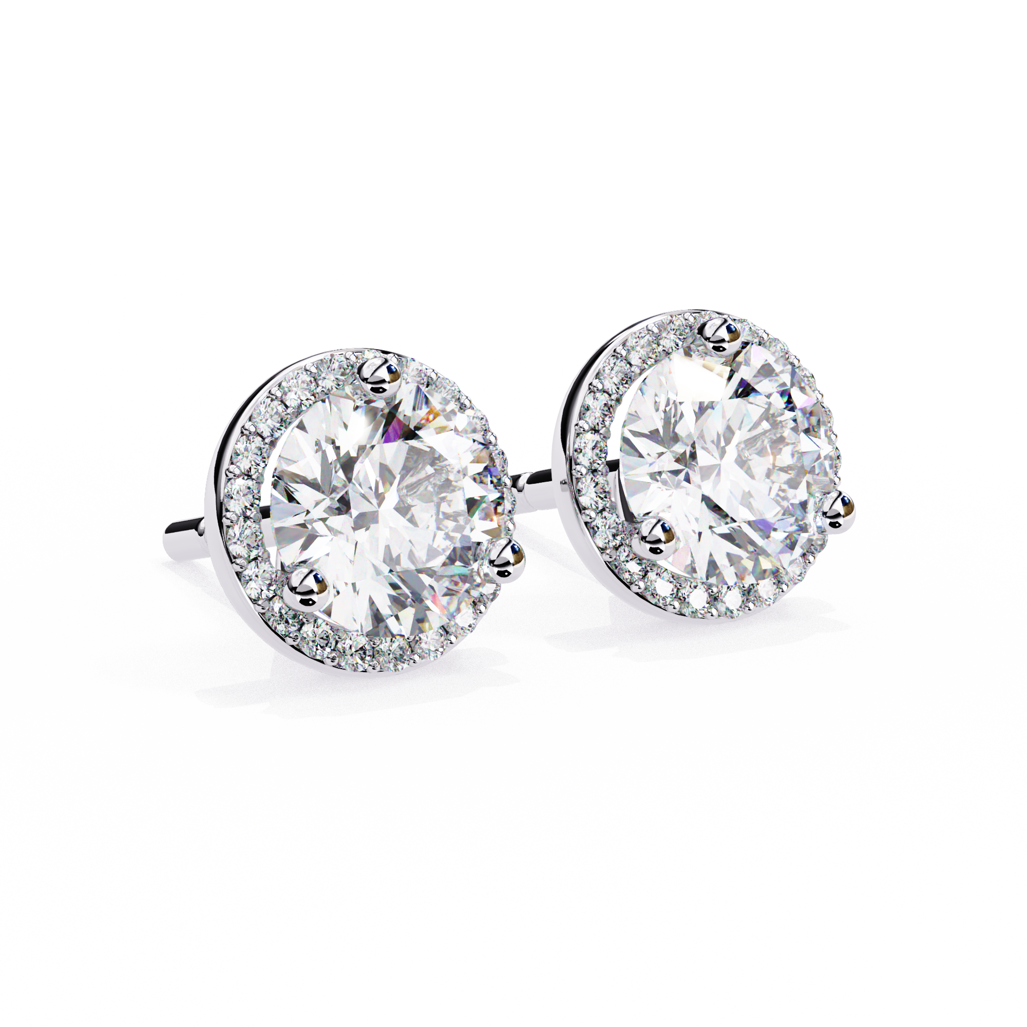 WOKE ™ 2.22 CT VVS-F Lab Grown Round cut Diamond Studs in 14/18k Gold