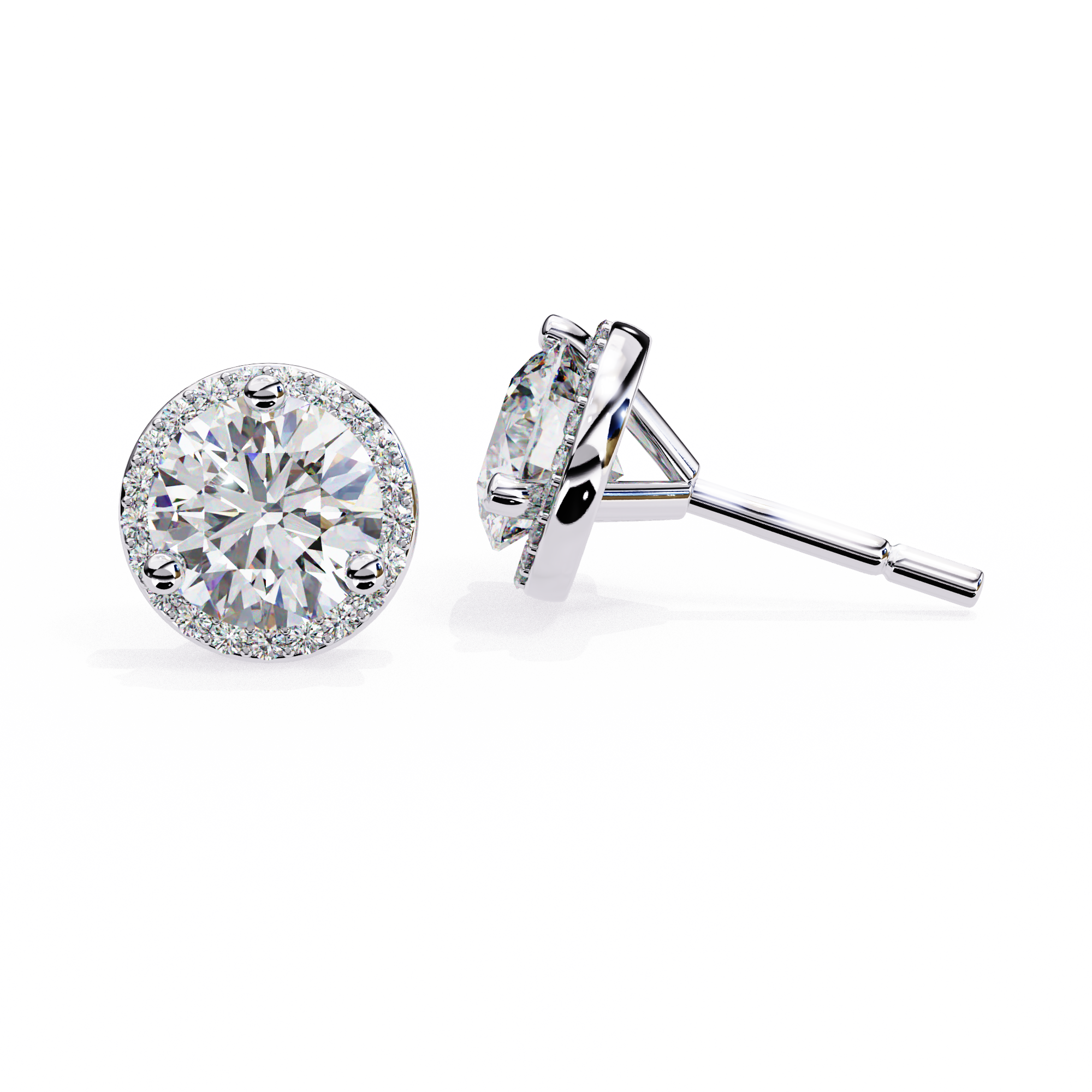 WOKE ™ 2.22 CT VVS-F Lab Grown Round cut Diamond Studs in 14/18k Gold