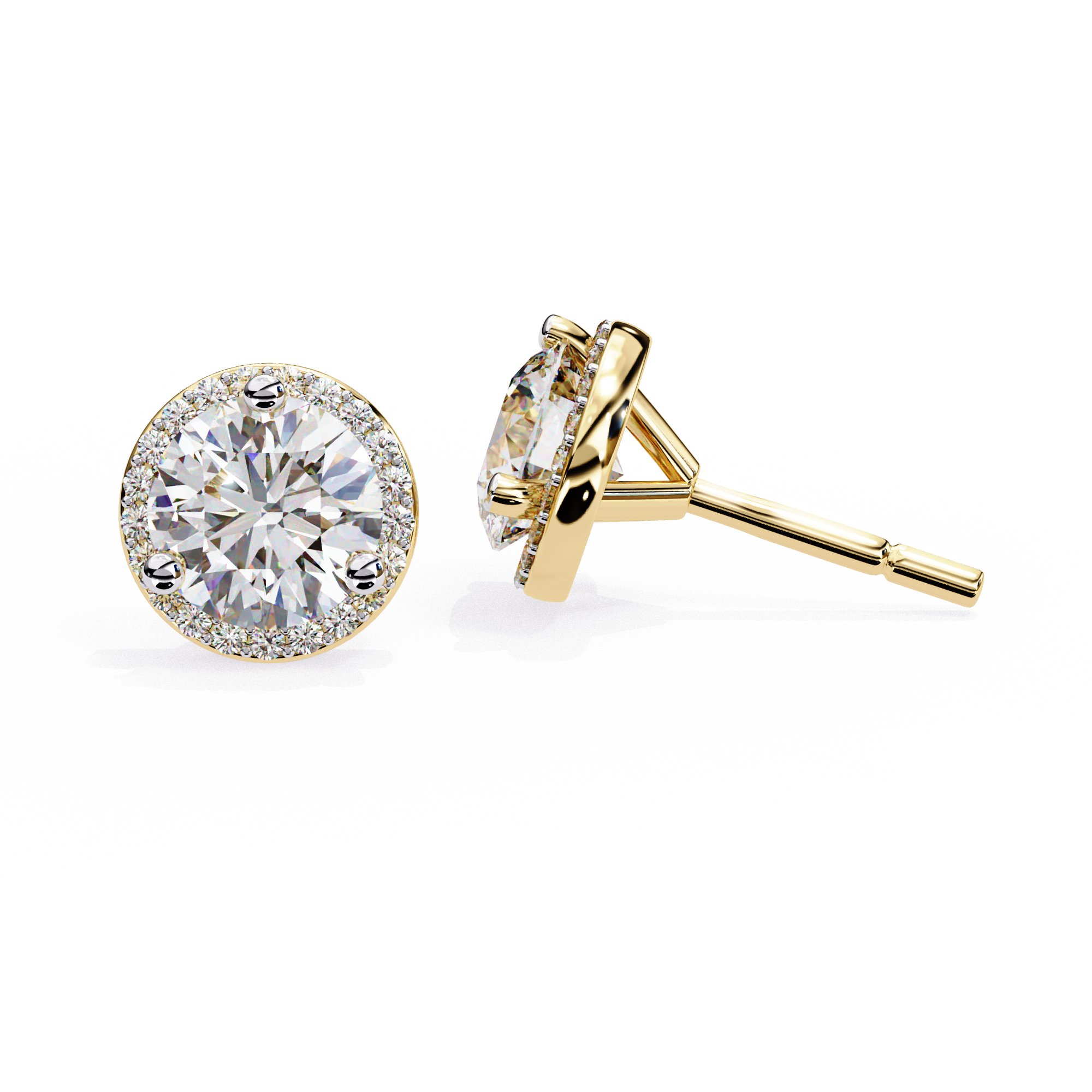 WOKE ™ 2.22 CT VVS-F Lab Grown Round cut Diamond Studs in 14/18k Gold