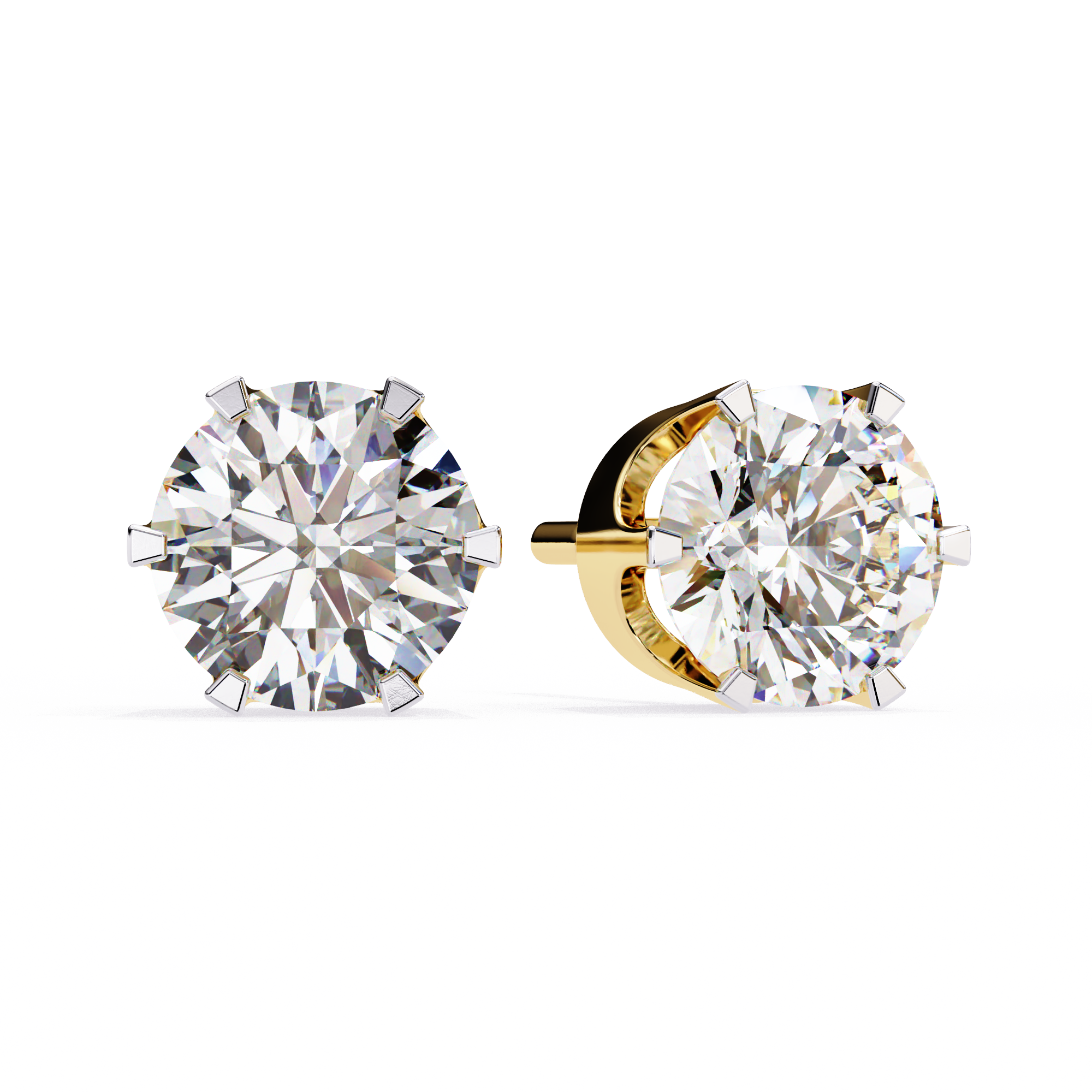 WOKE ™ VVS-F Lab Grown Round cut Diamond Studs in 14/18k Gold