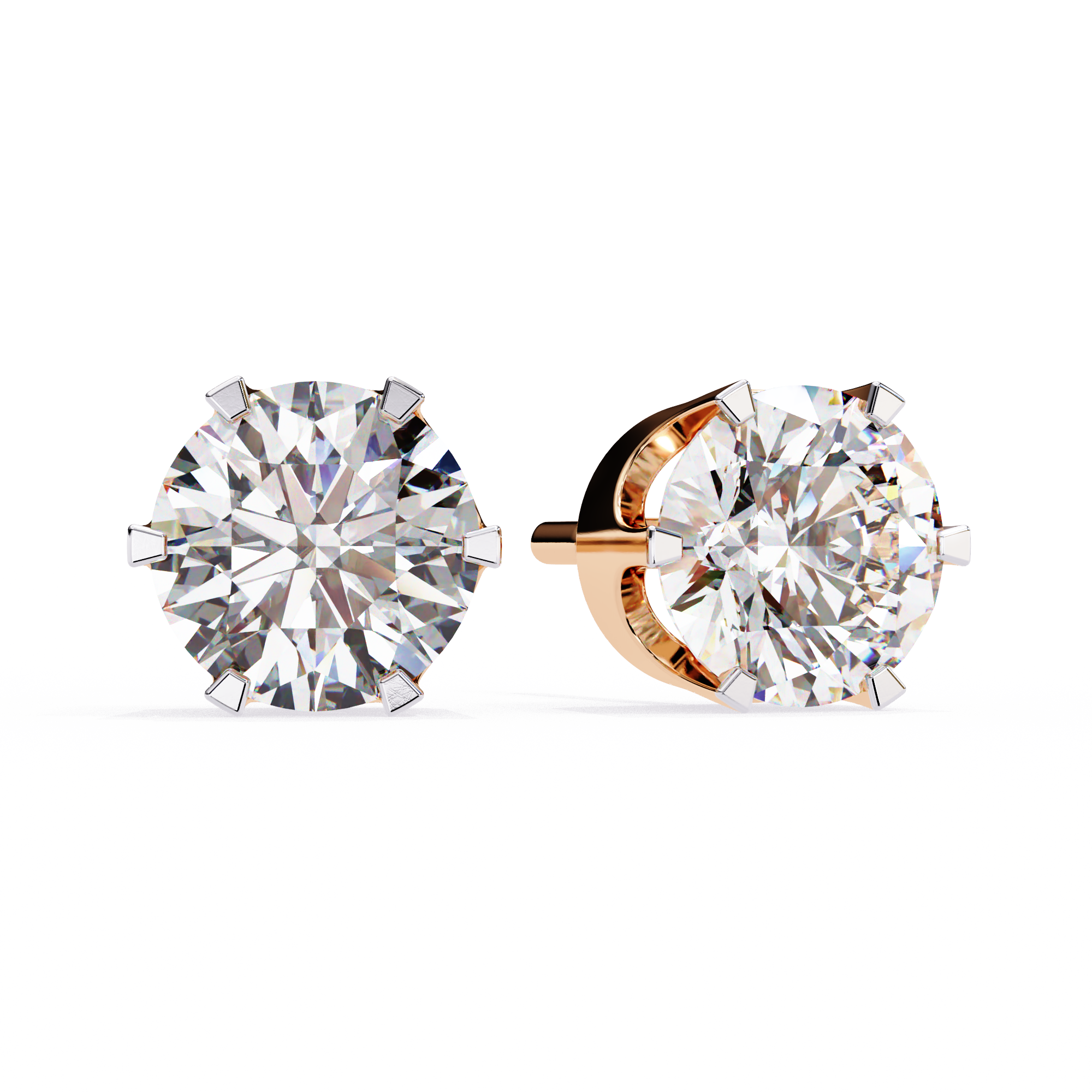 WOKE ™ VVS-F Lab Grown Round cut Diamond Studs in 14/18k Gold