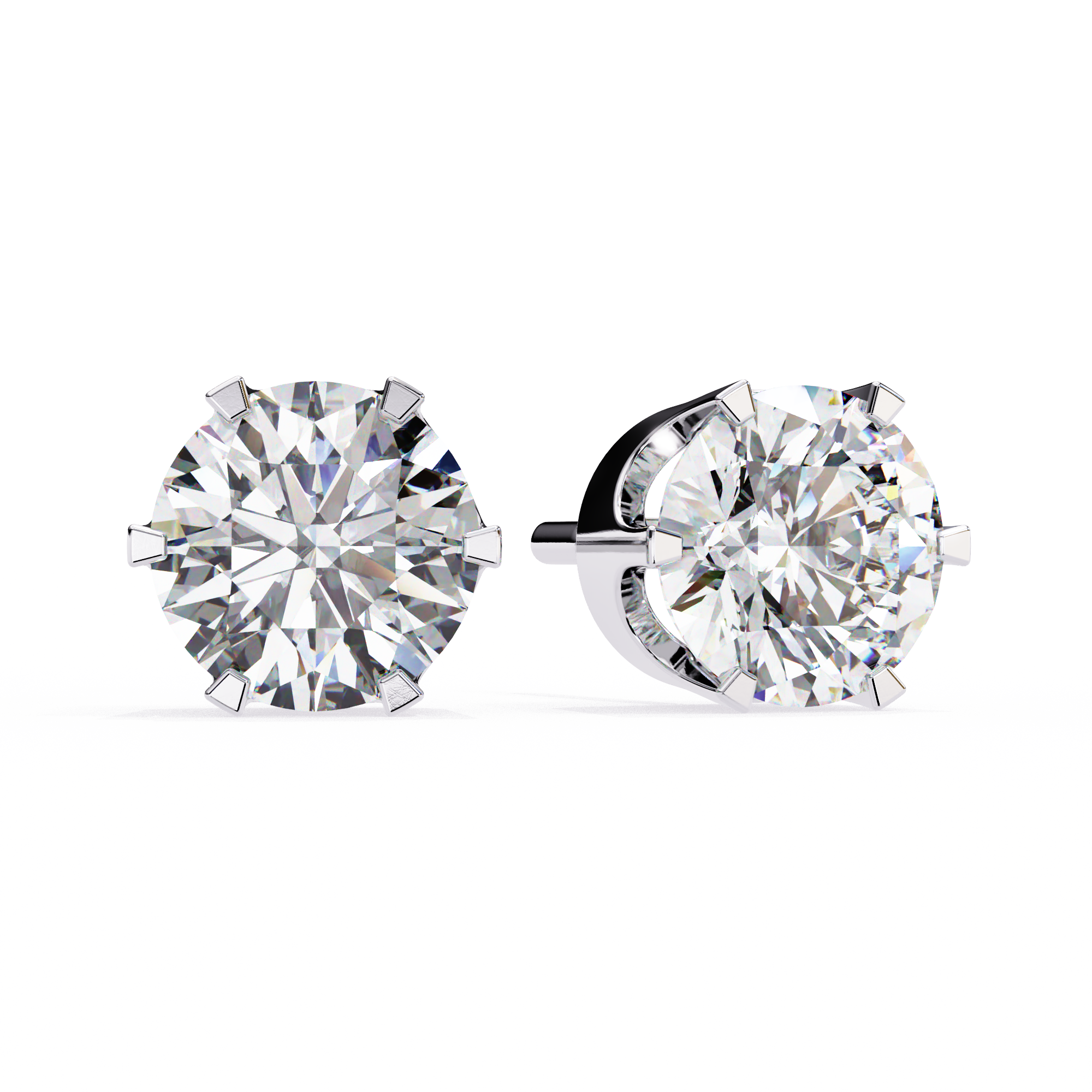 WOKE ™ VVS-F Lab Grown Round cut Diamond Studs in 14/18k Gold