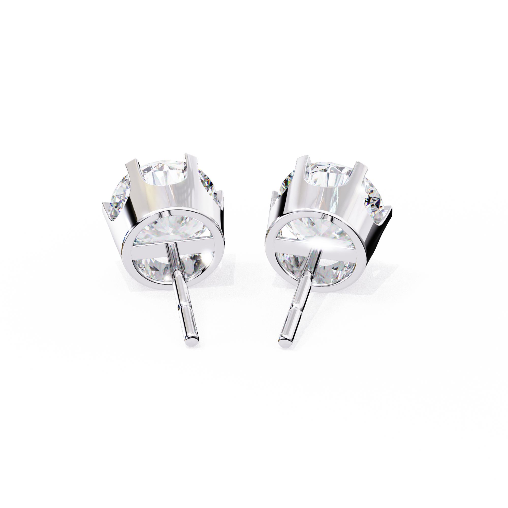 WOKE ™ VVS-F Lab Grown Round cut Diamond Studs in 14/18k Gold