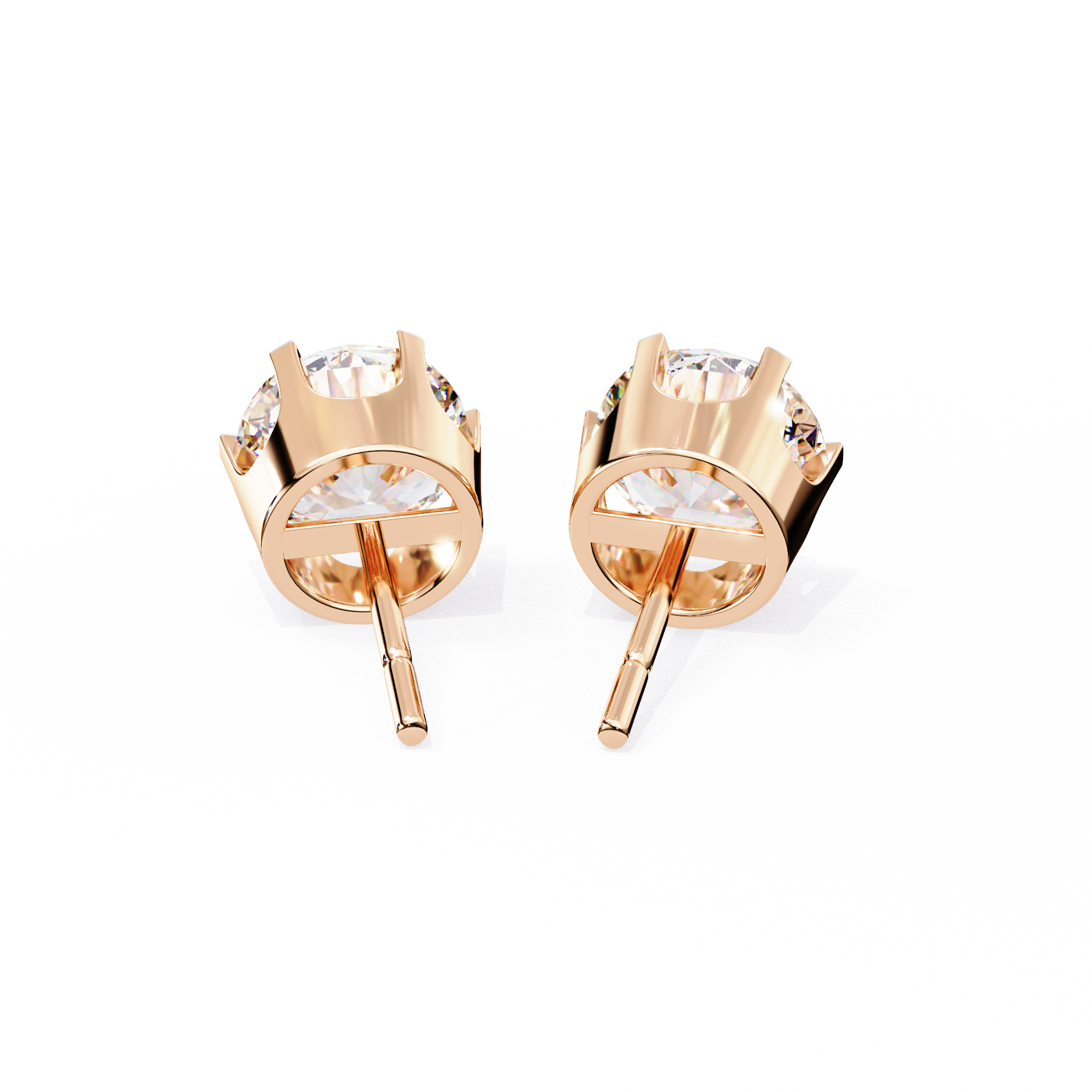 WOKE ™ VVS-F Lab Grown Round cut Diamond Studs in 14/18k Gold