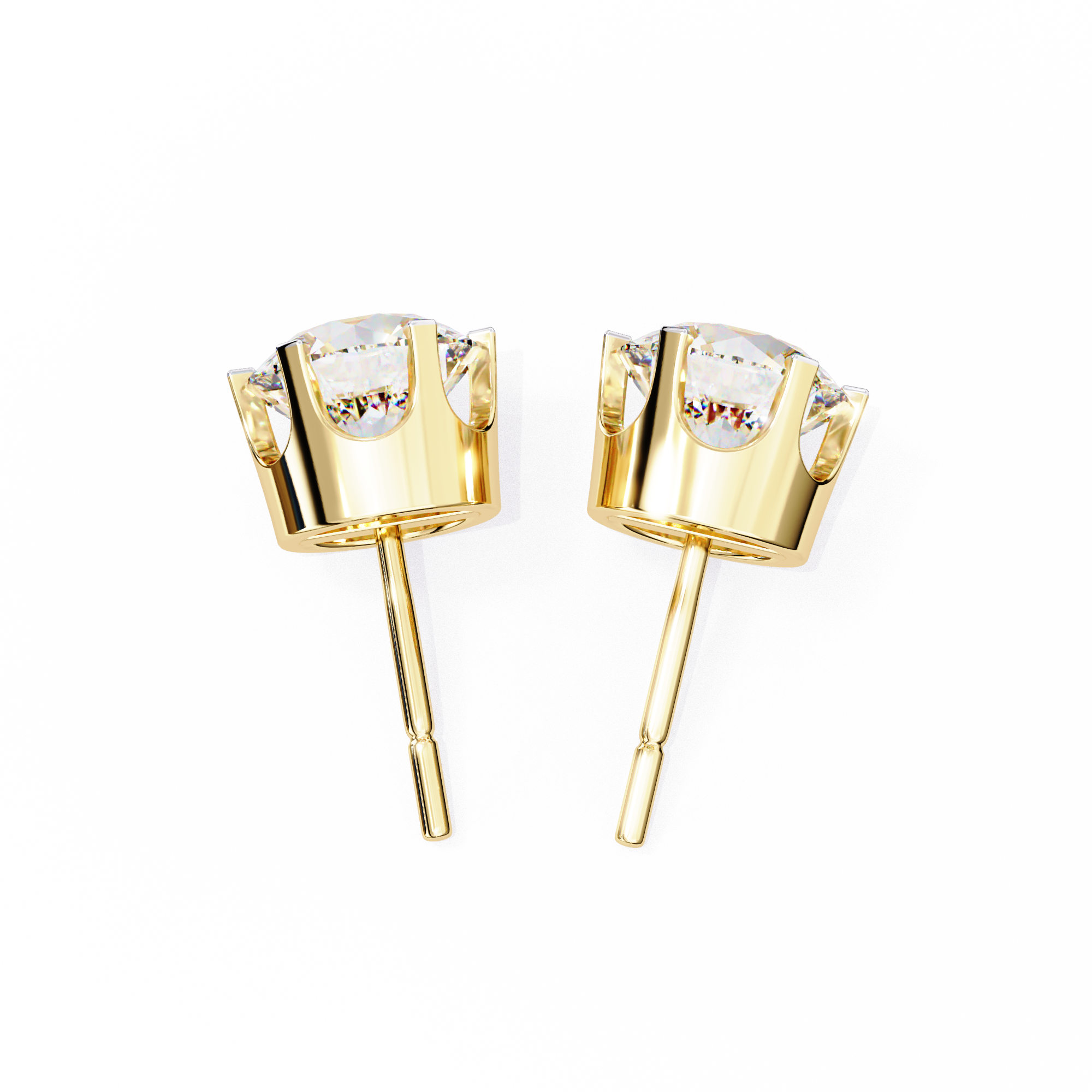 WOKE ™ VVS-F Lab Grown Round cut Diamond Studs in 14/18k Gold